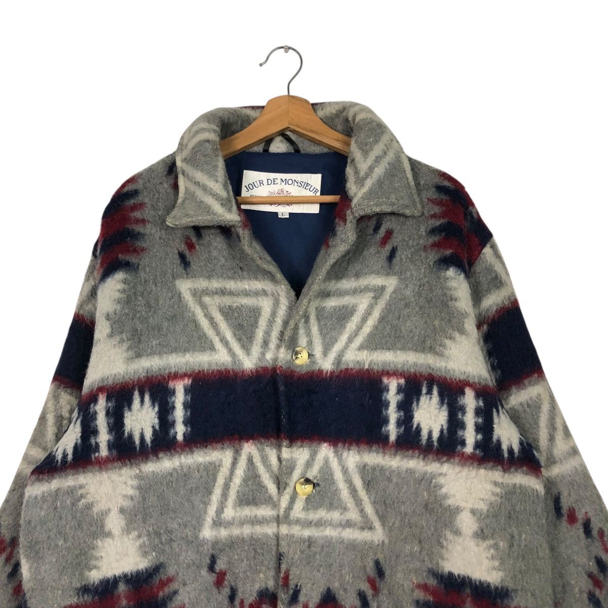 Japanese Brand 🔥VINTAGE WOOL JACKET NAVAJO JOUR DE MONSIEUR ISSEY MIYAKE Size US L / EU 52-54 / 3 - 5 Thumbnail