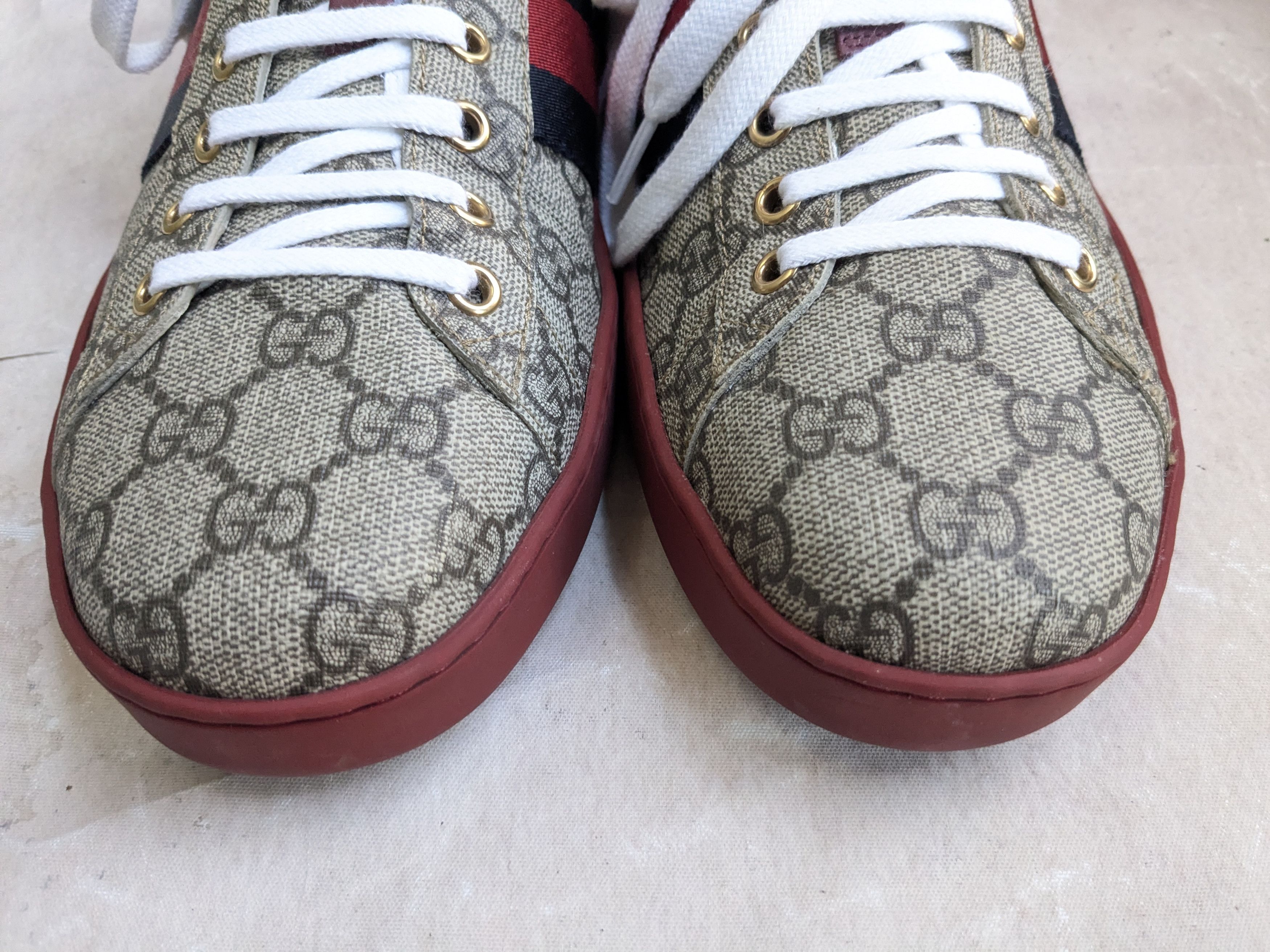 Gucci Gucci Ace Monogram 11 Canvas Logo GG Supreme Red Low Tops Size US 11 / EU 44 - 3 Thumbnail