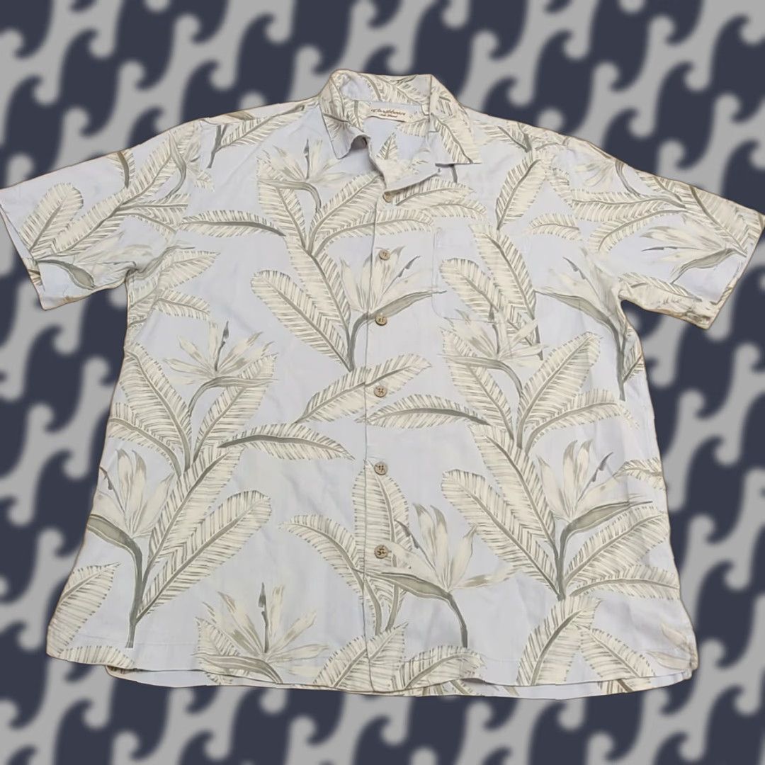 Vintage Carribean Silk Blend Shirt Mens Large Short Sleeve Button-Up Floral Cream Silk Blend Flower Button-Down Collar-Down All Seasons Regular Size US L / EU 52-54 / 3 - 1 Thumbnail