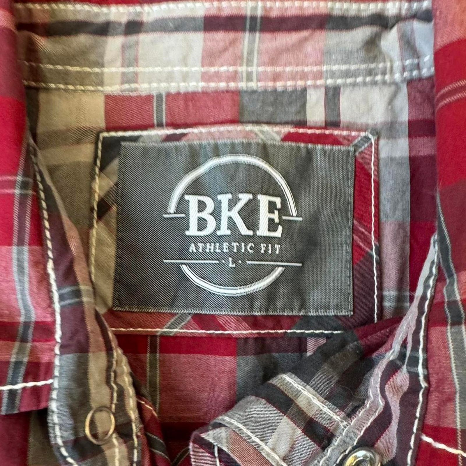 BKE y2k Stitched Red plaid button-up BKE Branded shirt Size US L / EU 52-54 / 3 - 3 Thumbnail
