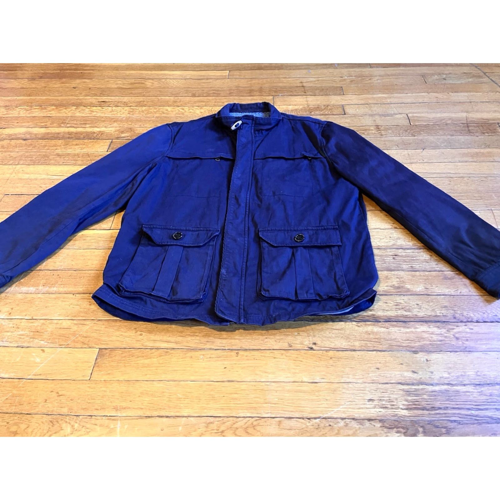 Vintage Rare Rabbit Jacket Men’s XL Blue Bomber - Short, Stand-Up Collar, Lined, Pockets, Cotton Blend, Regular Fit, Outdoor, Preppy, 45" Chest Size US XL / EU 56 / 4 - 2 Thumbnail