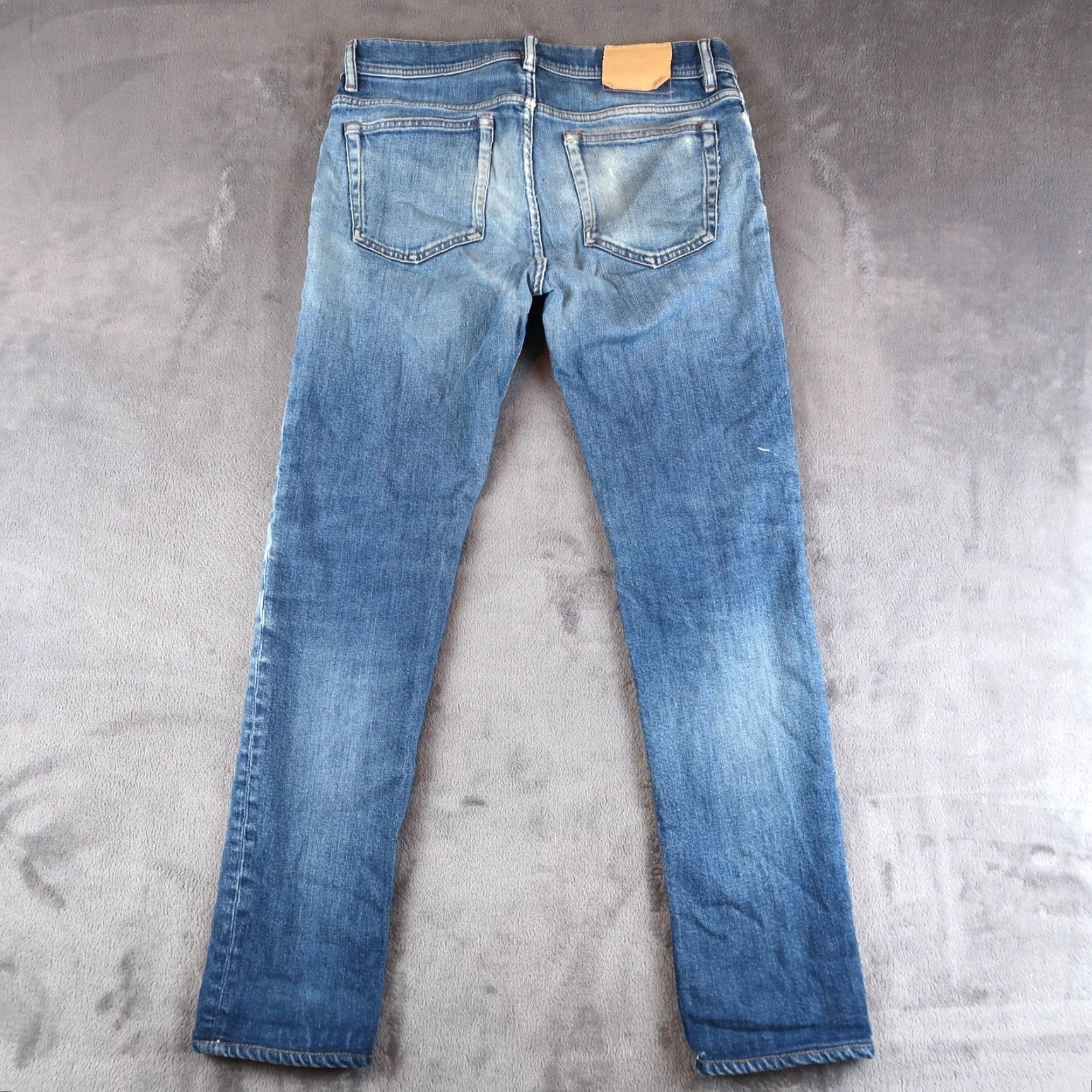 Acne Studios Acne Studios Jeans Mens Slim Skinny 31x32 Blue Denim Distressed 5-Pocket Logo Button Zip Denim Size US 31 - 2 Thumbnail