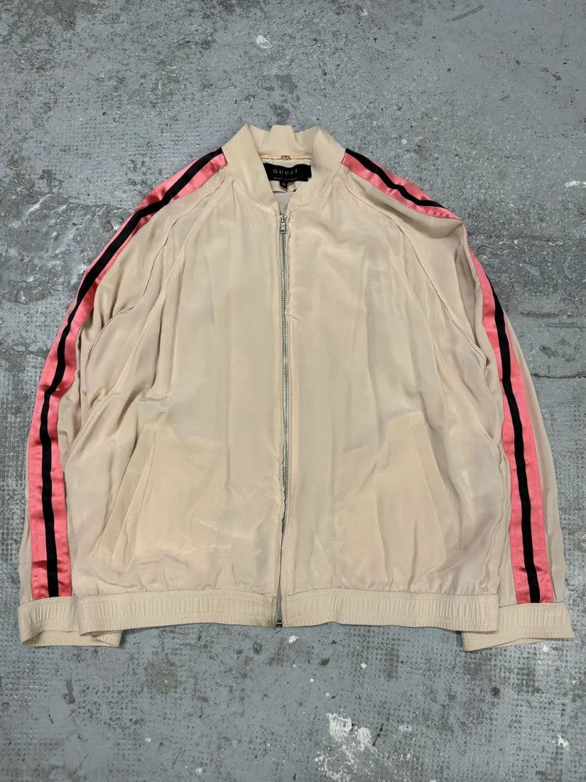 Gucci × Vintage SS2003 Gucci Silk Beige Light Bomber Jacket by Tom Ford Size M / US 6-8 / IT 42-44 - 1 Thumbnail