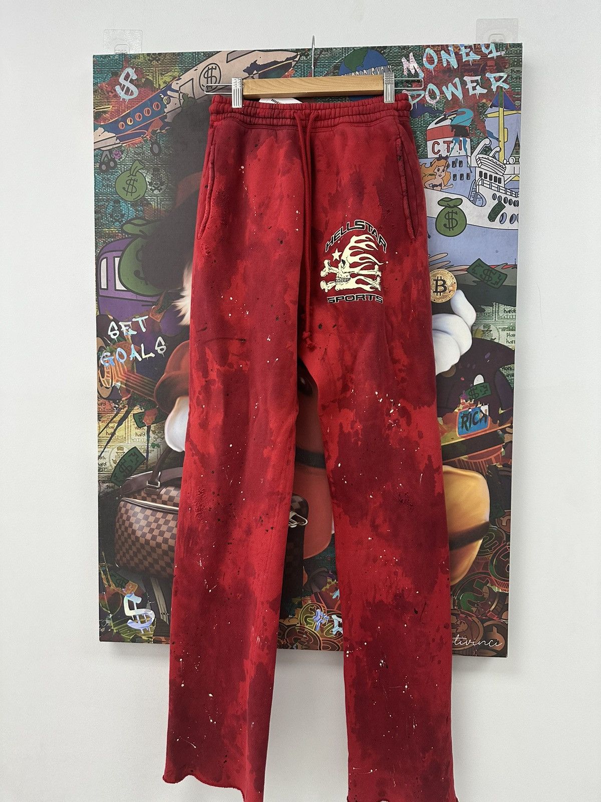 HELLSTAR Hellstar Red Skull Distressed sweat pants Size US 30 / EU 46 - 1 Thumbnail