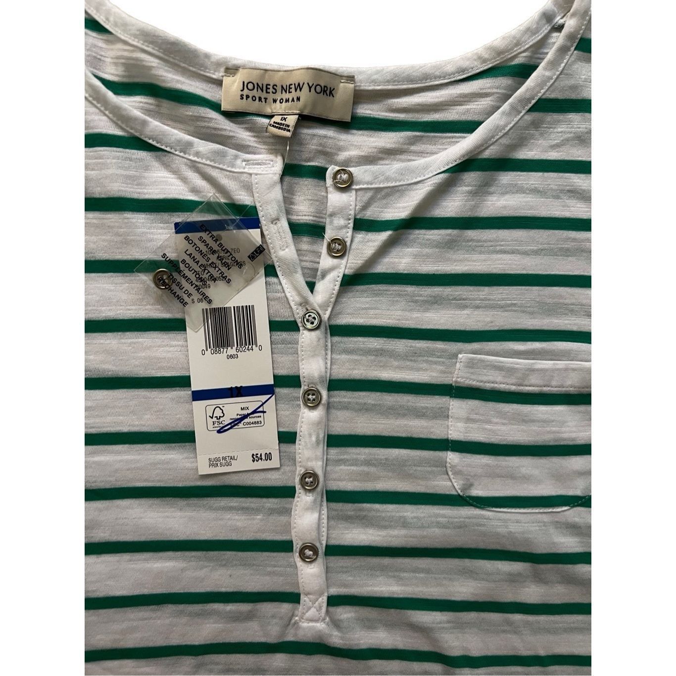 Jones New York Jones New York stripped short sleeve tee size 1X Size XL / US 12-14 / IT 48-50 - 6 Thumbnail