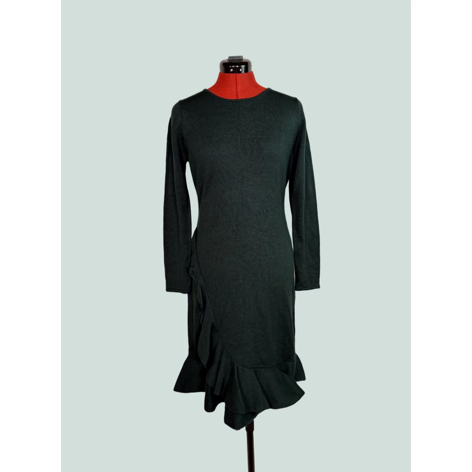 Calvin Klein Calvin Klein Green Sheath Dress Size S Long Sleeve Crew Neck Pullover D857 Size S / US 4 / IT 40 - 1 Thumbnail