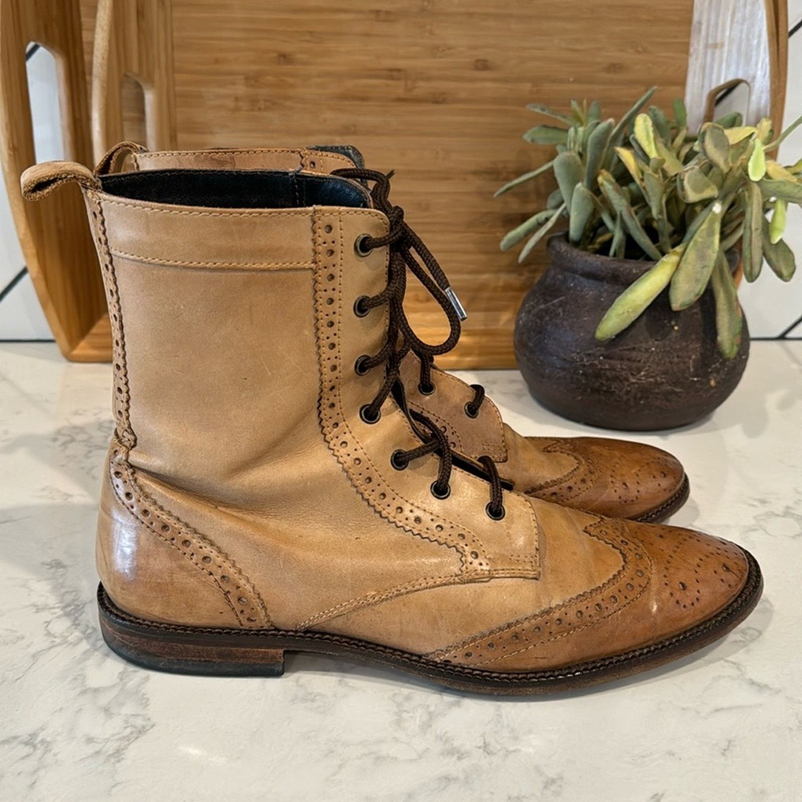 Asos ASOS Brogue leather lace up boots wingtip academia size 10 Size US 10 / EU 43 - 1 Thumbnail