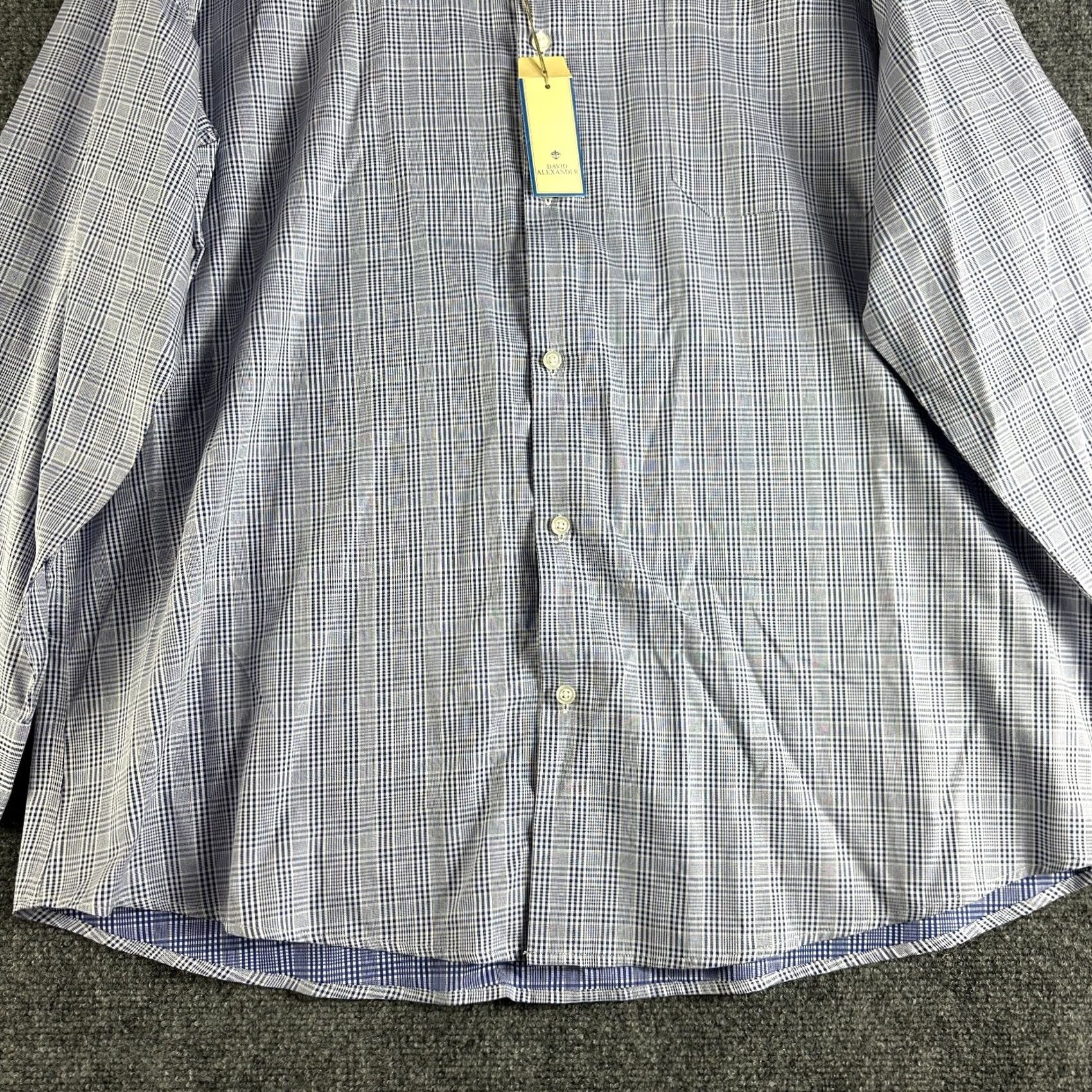 Vintage VINTAGE David Alexander Shirt Mens 18 Blue Plaid Cotton Long Sleeve Classic Fit Easy Care NEW Size US XXL / EU 58 / 5 - 2 Thumbnail