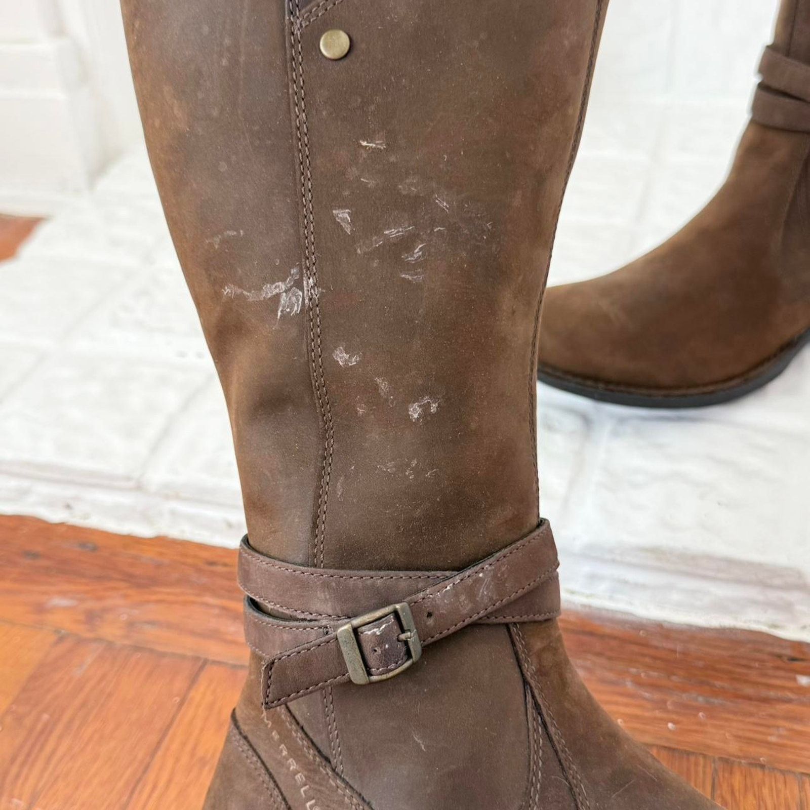 Merrell ✦ Chunky Brown Leather Riding Boots ✦ Size US 8 / IT 38 - 7 Thumbnail