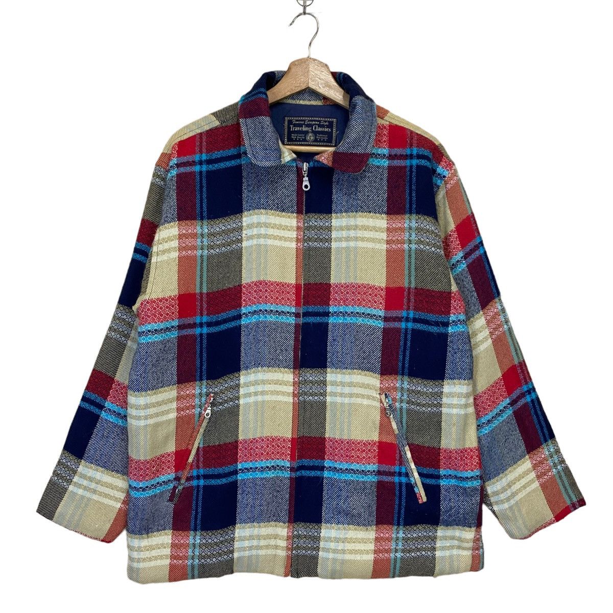 Japanese Brand Vintage 90s Travelling Classic Flanel Plaid Zipper Jacket Size US M / EU 48-50 / 2 - 1 Thumbnail