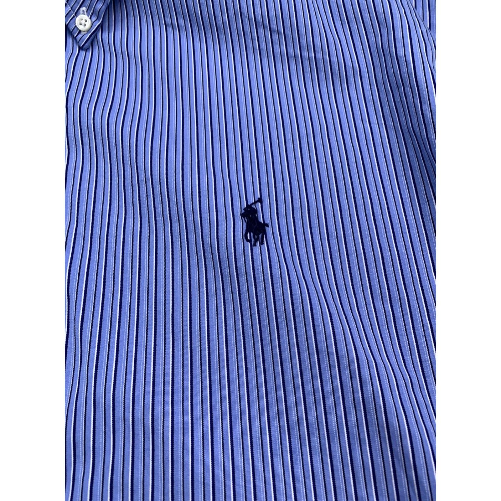 Ralph Lauren VINTAGE Ralph Lauren Button-Down Shirt Striped 90s Blue 2XL Mens Classic Fit Long Sleeve Button Up Shirt Size US XXL / EU 58 / 5 - 3 Thumbnail