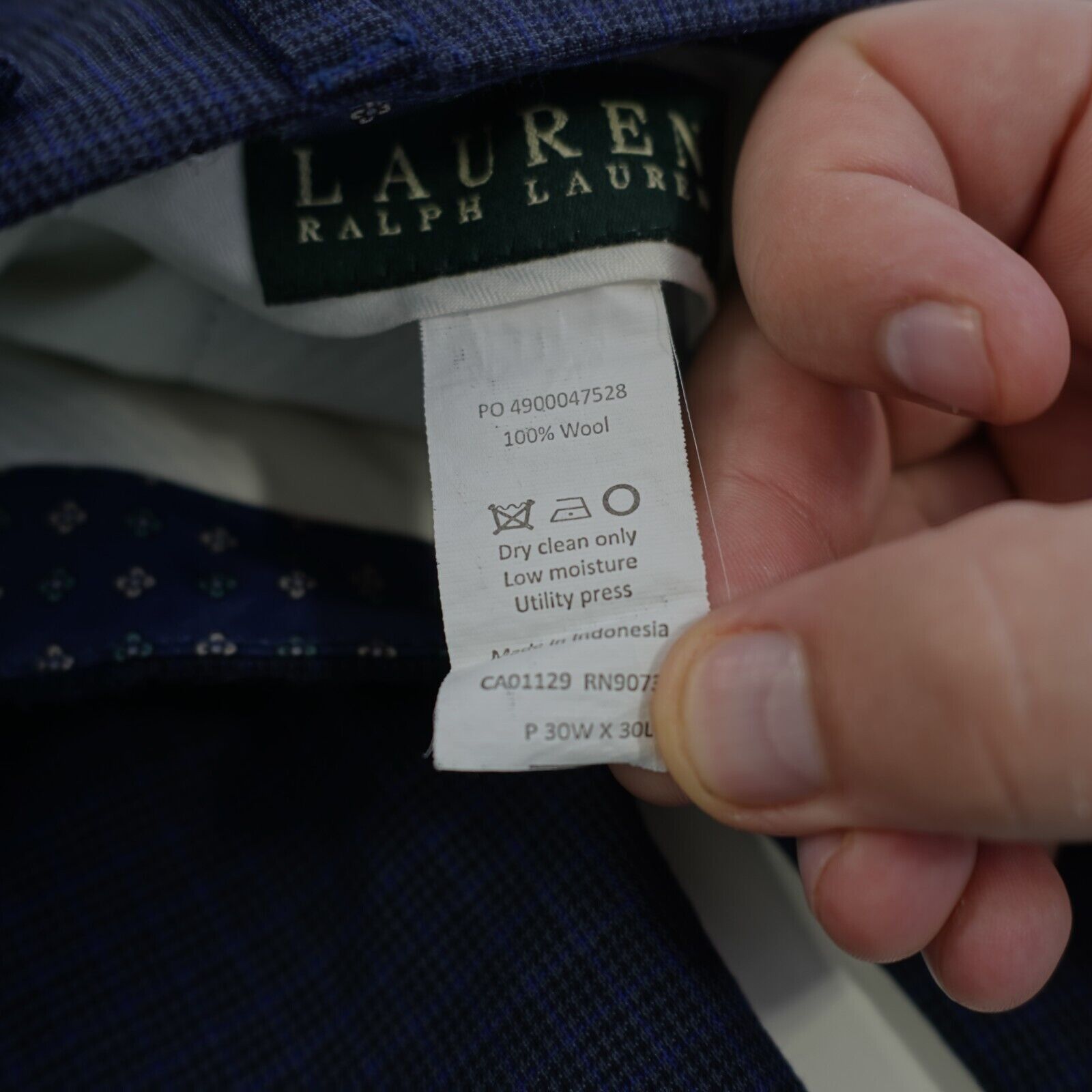 Lauren Ralph Lauren Lauren Ralph Lauren Wool Blue Black Star Check Windowpane Dr Size 34R - 8 Thumbnail