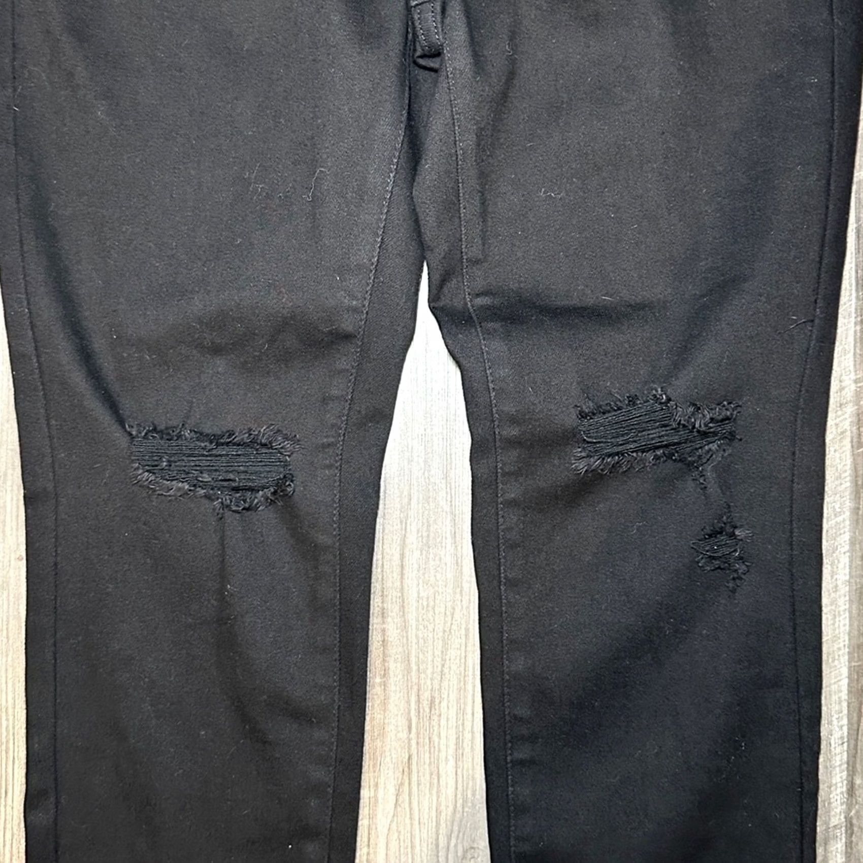 Vintage Judy Blue Black High Waist Skinny Fit Distressed Jeans 32 Women Regular 15/32 Mens Womens Size 24" / US 00 / IT 34 - 5 Thumbnail