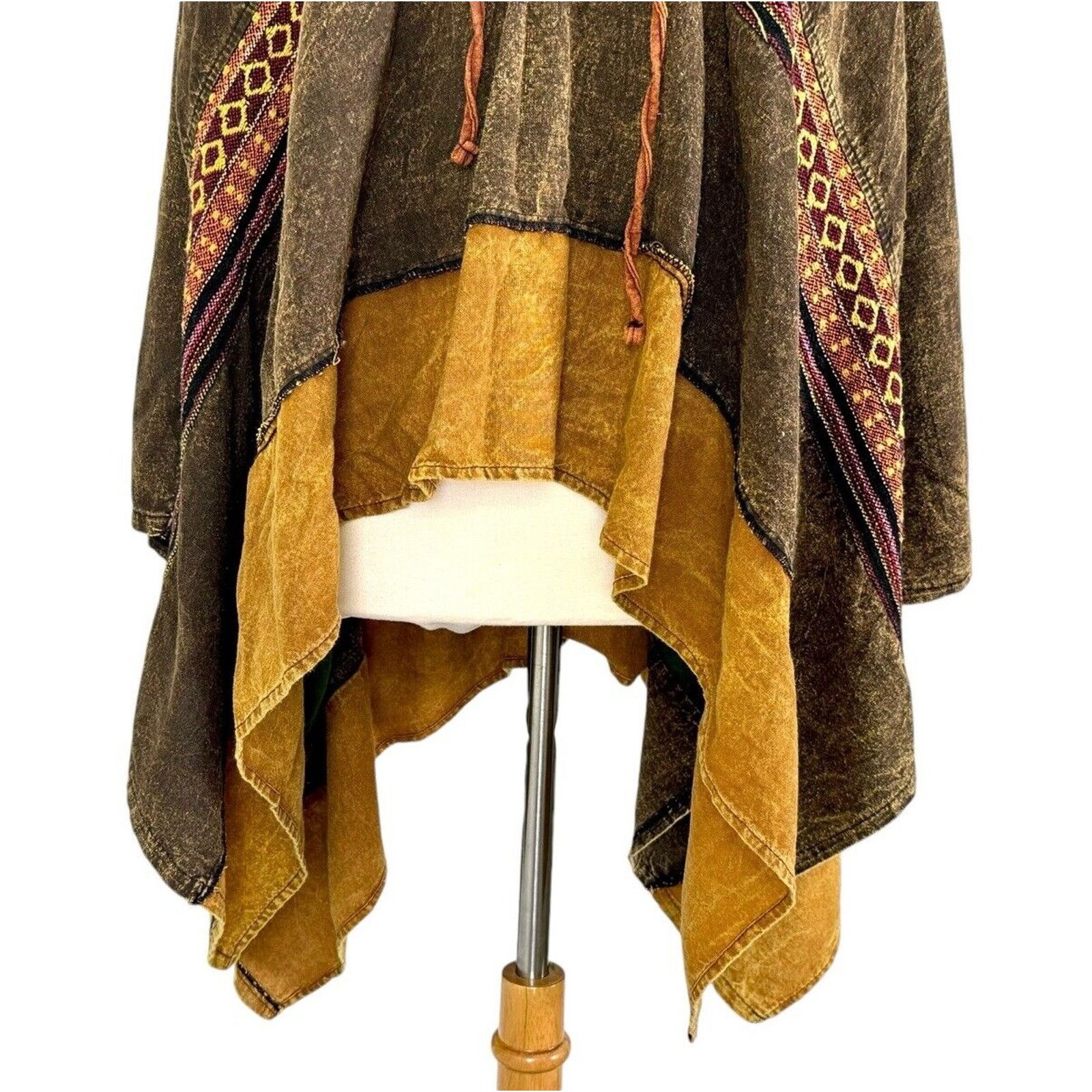 Kathmandu Vintage KATHMANDU IMPORTS Hooded Poncho 100% Cotton OS Size ONE SIZE - 4 Thumbnail