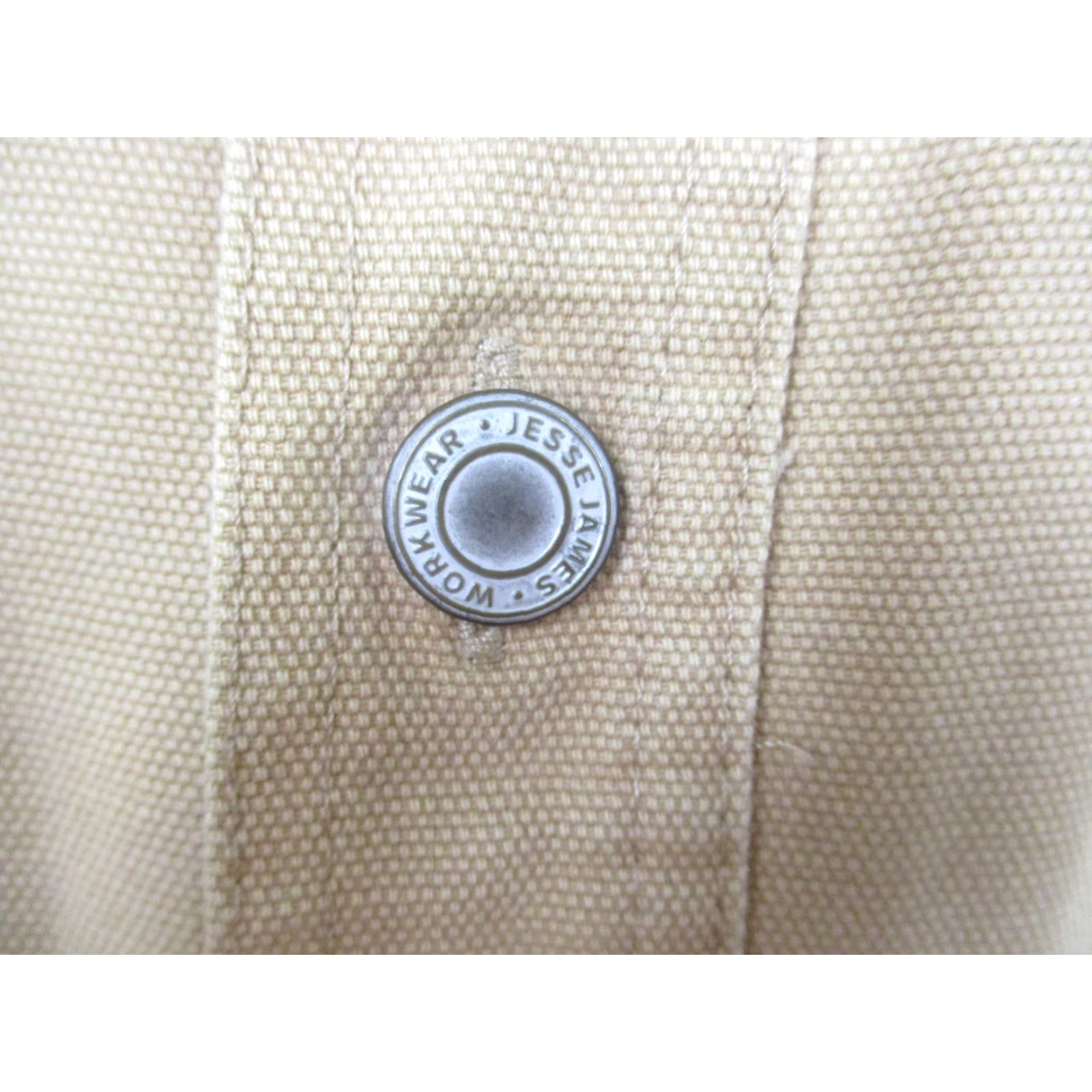 Vintage Jesse James Work Jacket Mens 2XL Canvas Button-Up Dual Pocket Lined Beige Industrial Camouflage? (No, keep to original words) Size US XXL / EU 58 / 5 - 2 Thumbnail