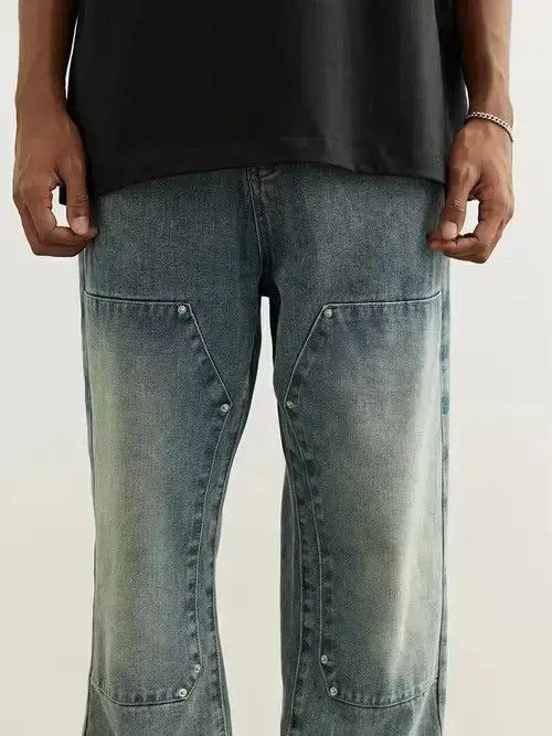 Jean fade distressed double knee carpenter pants Size US 28 / EU 44 - 3 Thumbnail