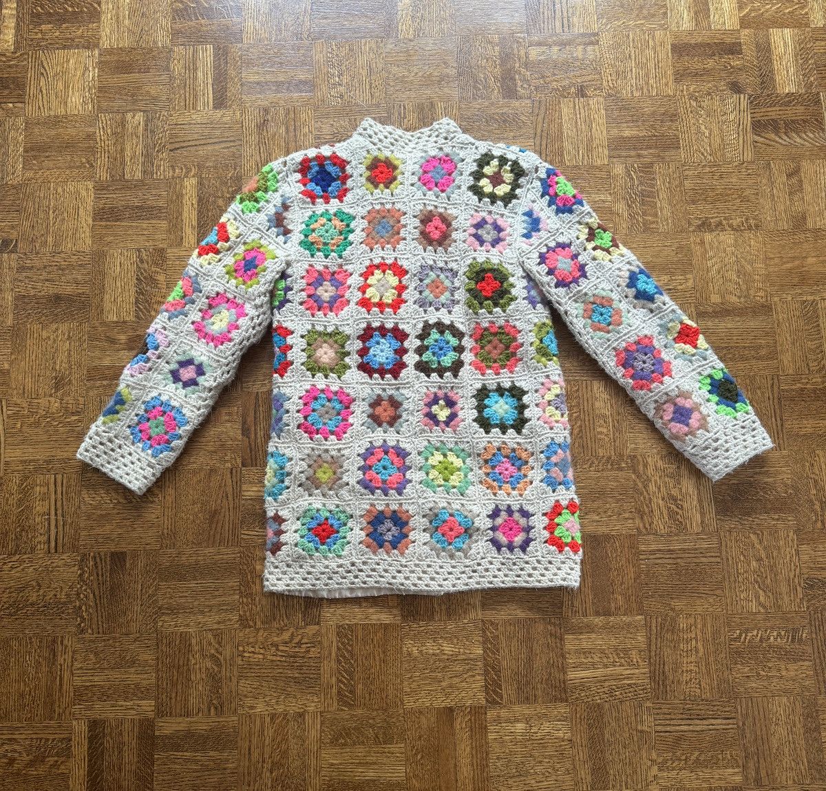 Vintage Vintage 70s Handmade Crochet Granny Square Quilted Jacket Size S / US 4 / IT 40 - 2 Thumbnail
