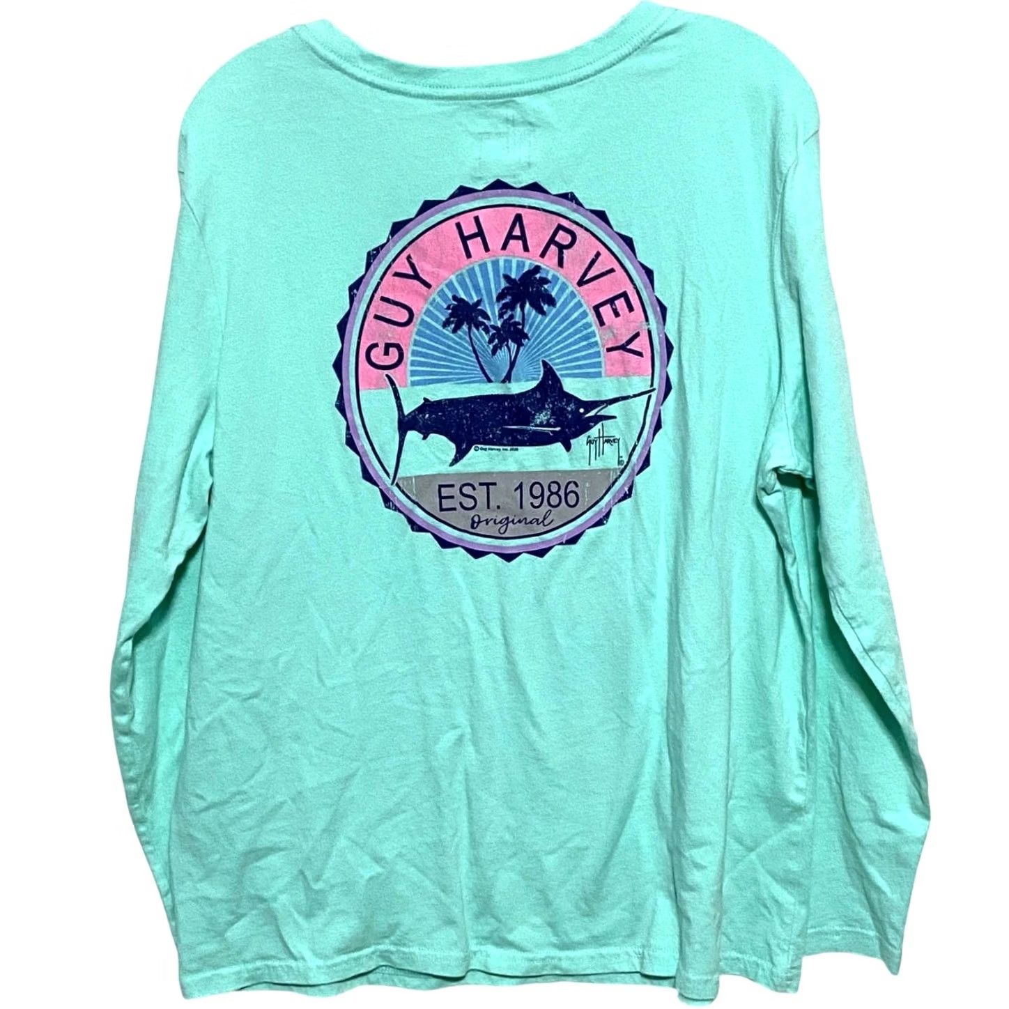 Guy Harvey VINTAGE Guy Harvey Shirt Mens XL Long Sleeve Teal Pink Marlin Beach Fishing Boating Resort Cruise Outdoor Nature Golf? Size US XL / EU 56 / 4 - 2 Thumbnail