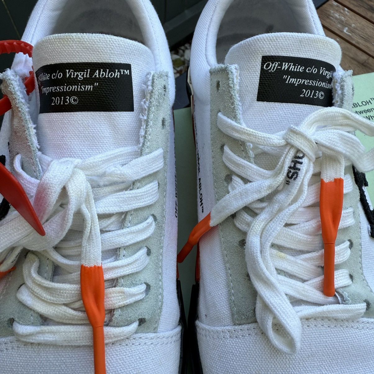 Off-White Off-White Vulc Low Top Vans (Updated Stripes) 2018 Size US 8.5 / EU 41-42 - 6 Thumbnail