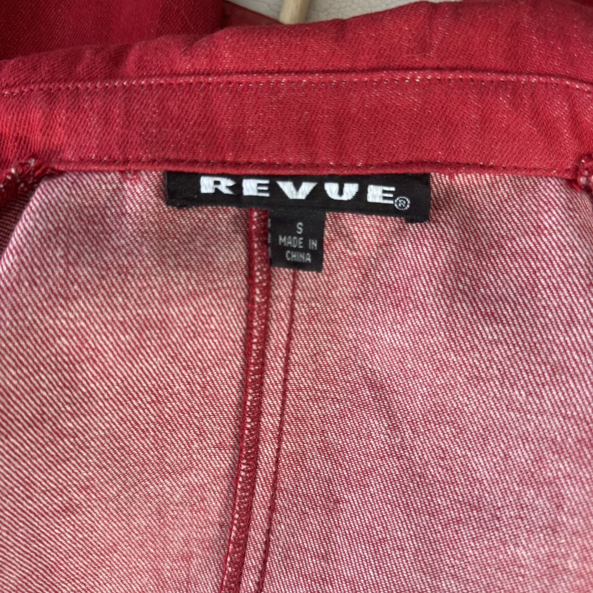 Vintage REVUE Vintage 90s Red Cotton Leather Trim Biker Moto Jacket Size S / US 4 / IT 40 - 9 Thumbnail