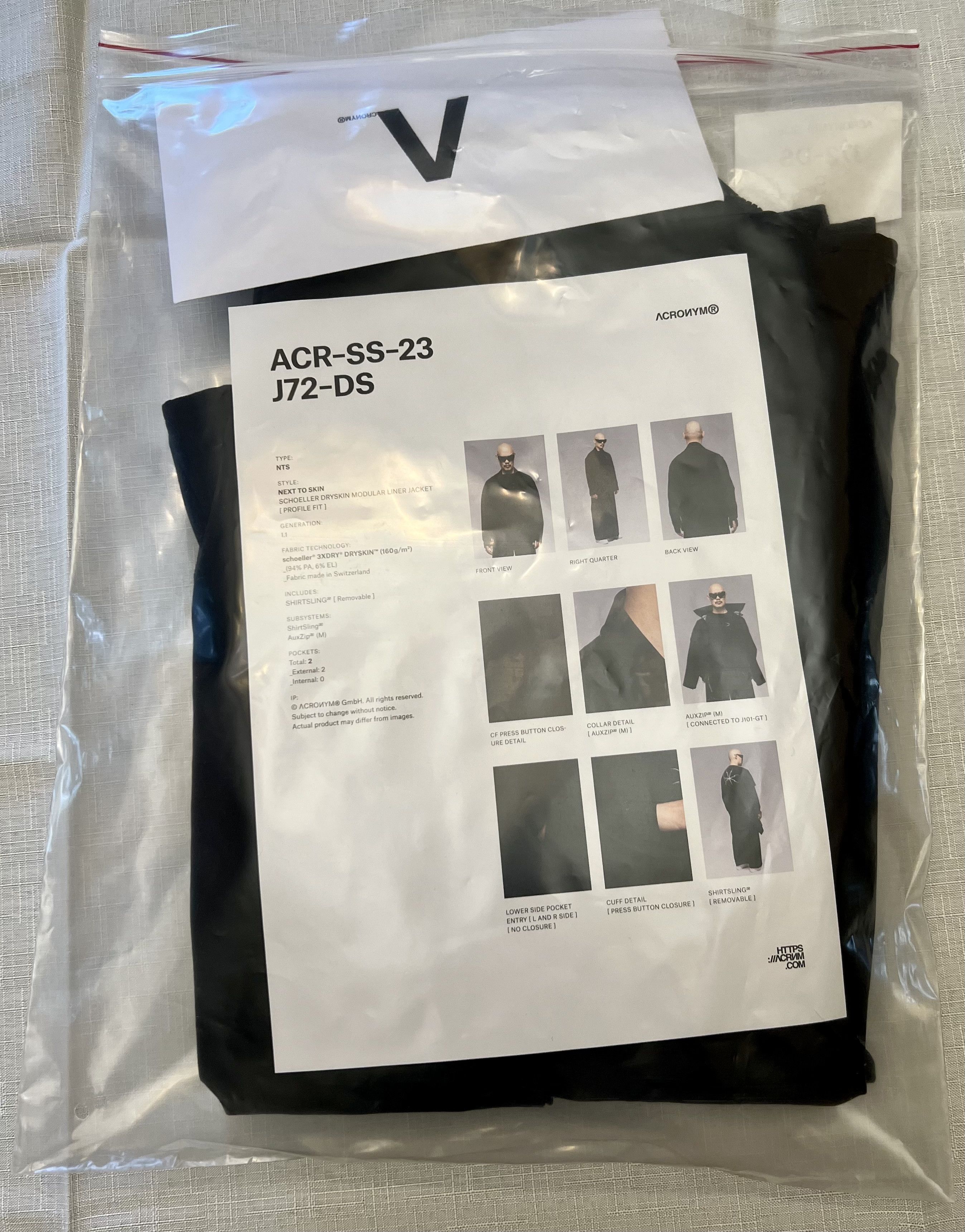 Acronym Acronym J72-DS Kimono Jacket Liner Black S Small ACR-SS-23 | Grailed