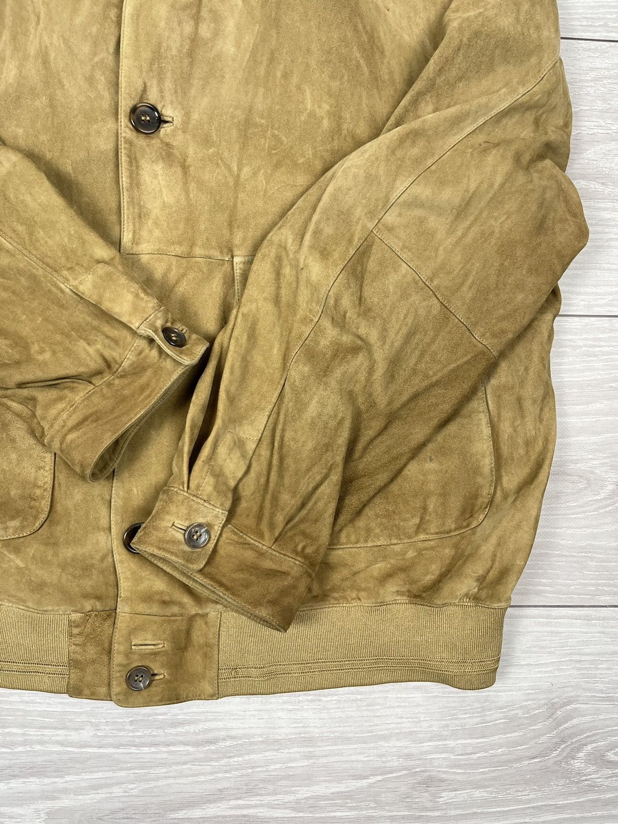 Hugo Boss Hugo Boss Vintage 90s Beige Goatskin Suede Leather Jacket Size US L / EU 52-54 / 3 - 9 Thumbnail