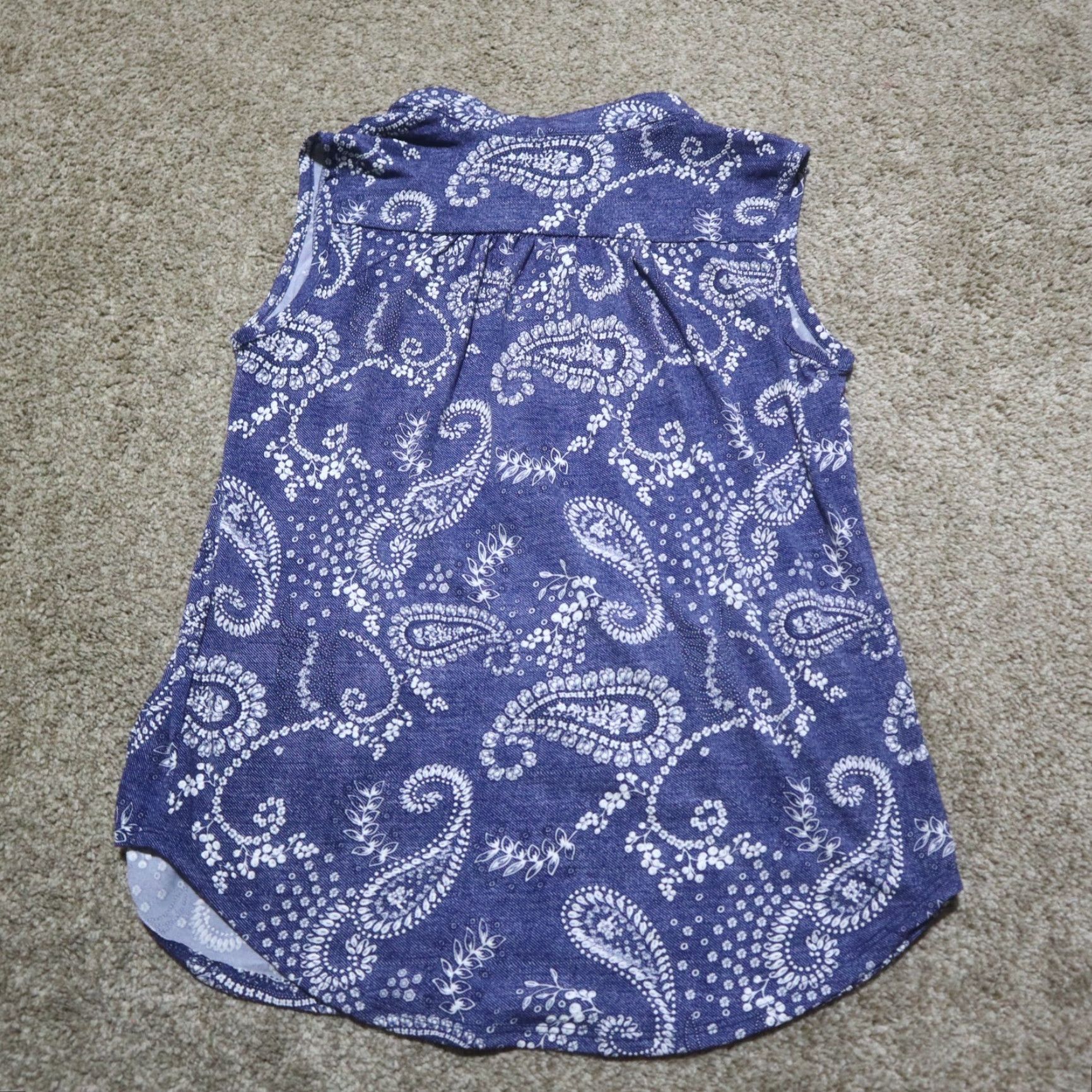 Vintage Westport Shirt Womens XS Blue Paisley V-Neck Button-Up Sleeveless T-Shirt Adult Regular Size XS / US 0-2 / IT 36-38 - 6 Thumbnail