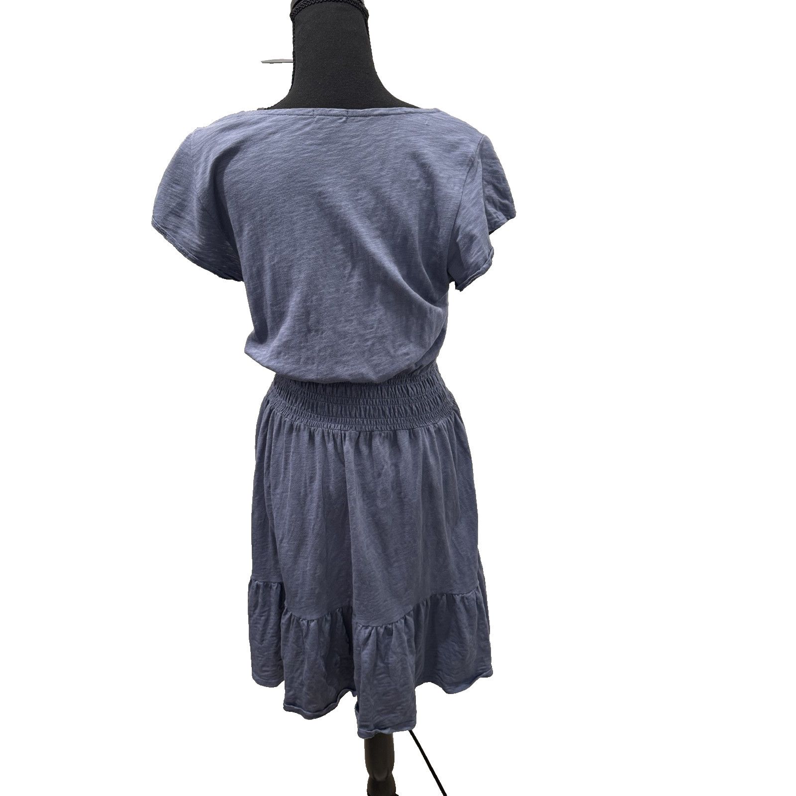 dylan Dylan Blue Cotton Smocked Waist Dress XS V Neck Tiered Boho Size XS / US 0-2 / IT 36-38 - 2 Thumbnail