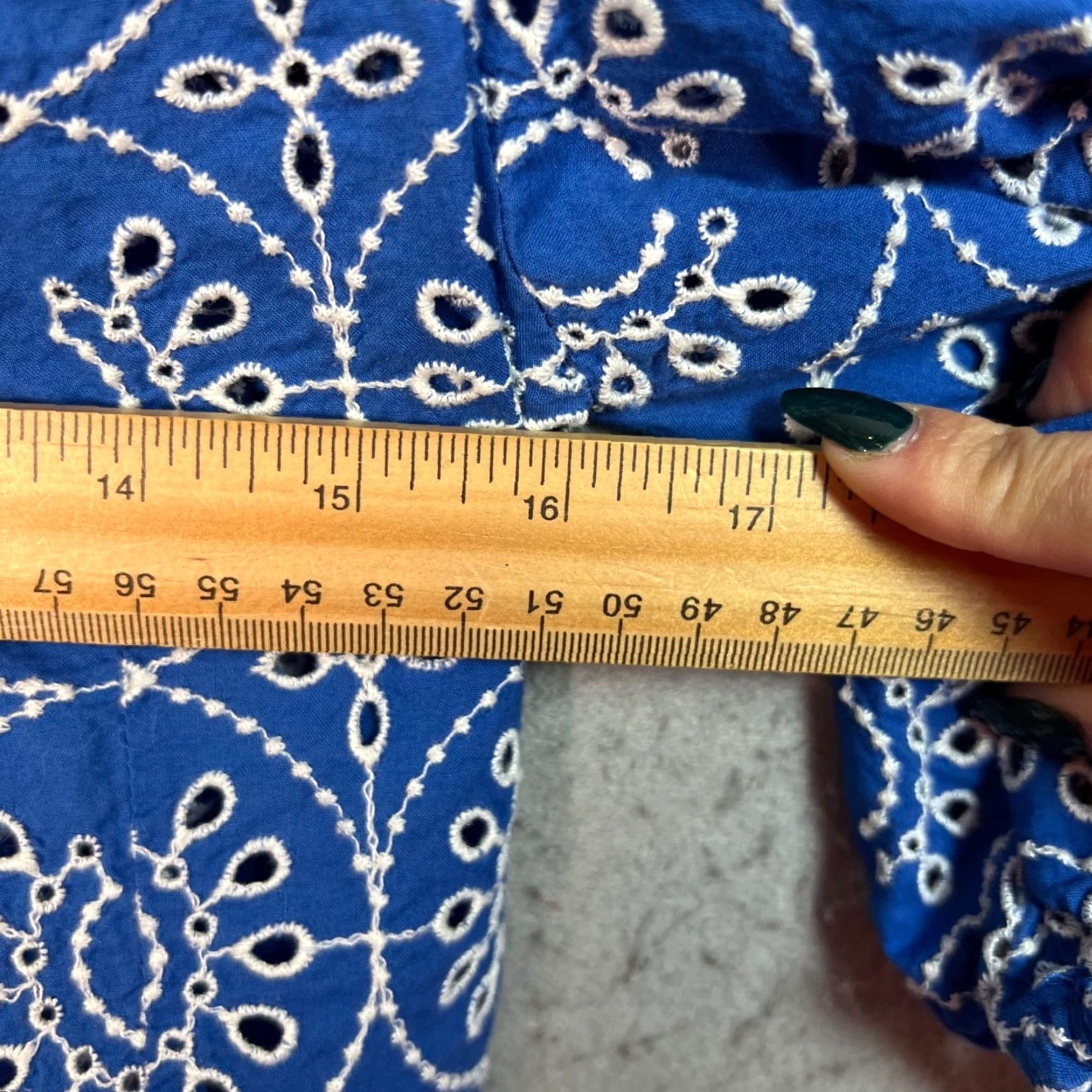 Mango Mango Blouse Shirt Womens 4 Blue Embroidered Floral Cotton Tie 3/4 Sleeve V-Neck Casual Size S / US 4 / IT 40 - 5 Thumbnail