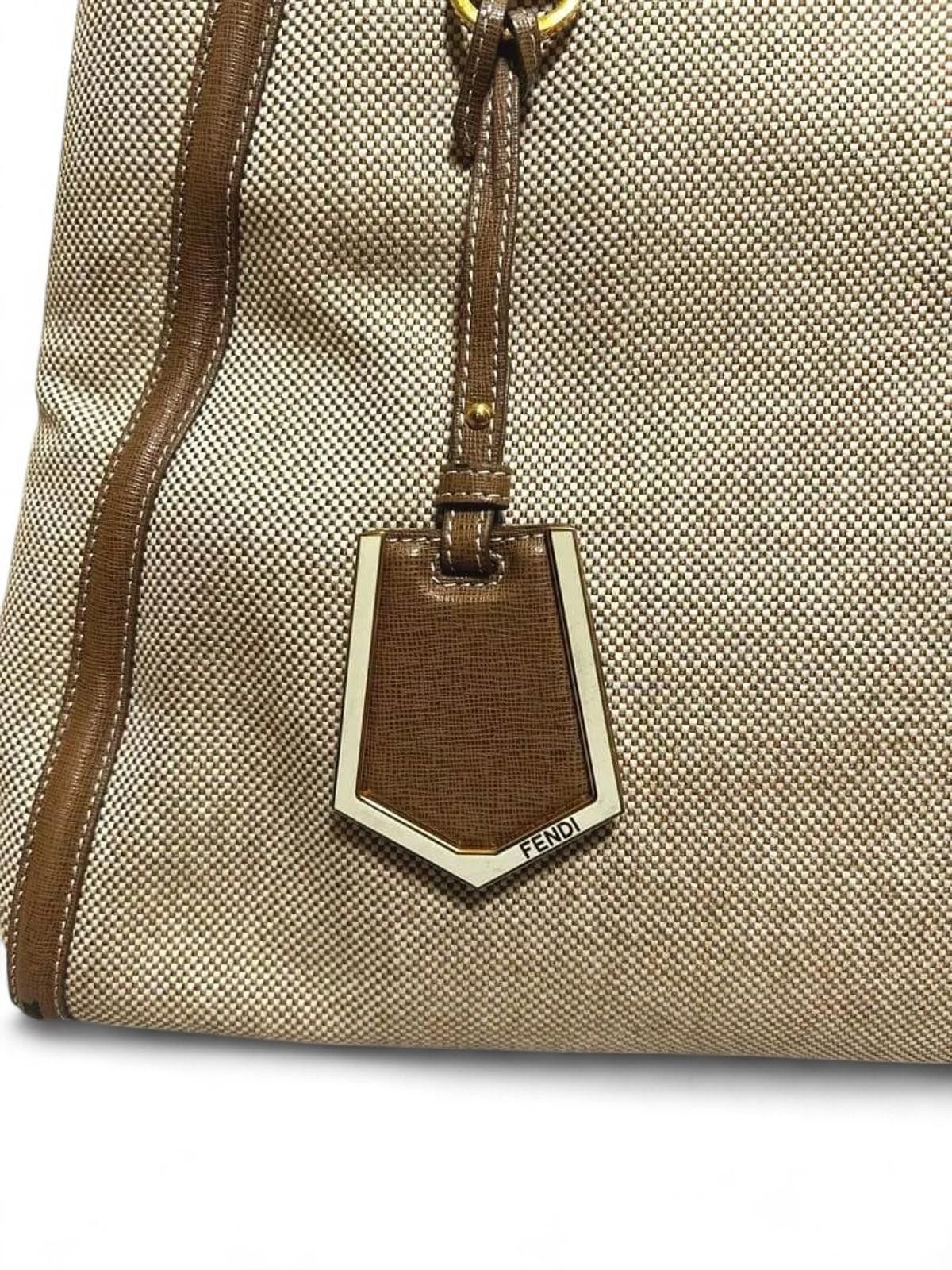 Fendi Fendi - Beige and Brown Structured Canvas Tote Bag Size ONE SIZE - 4 Thumbnail