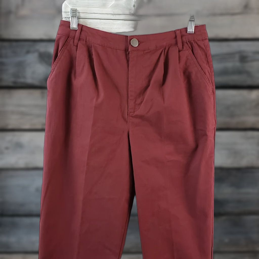Asos ASOS Womens Pants, 6, High Rise Chino, Red, Cotton Blend, Tapered Leg, 28.5 Inseam, Regular, Brick Red, Womens Size 28" / US 6 / IT 42 - 1 Thumbnail