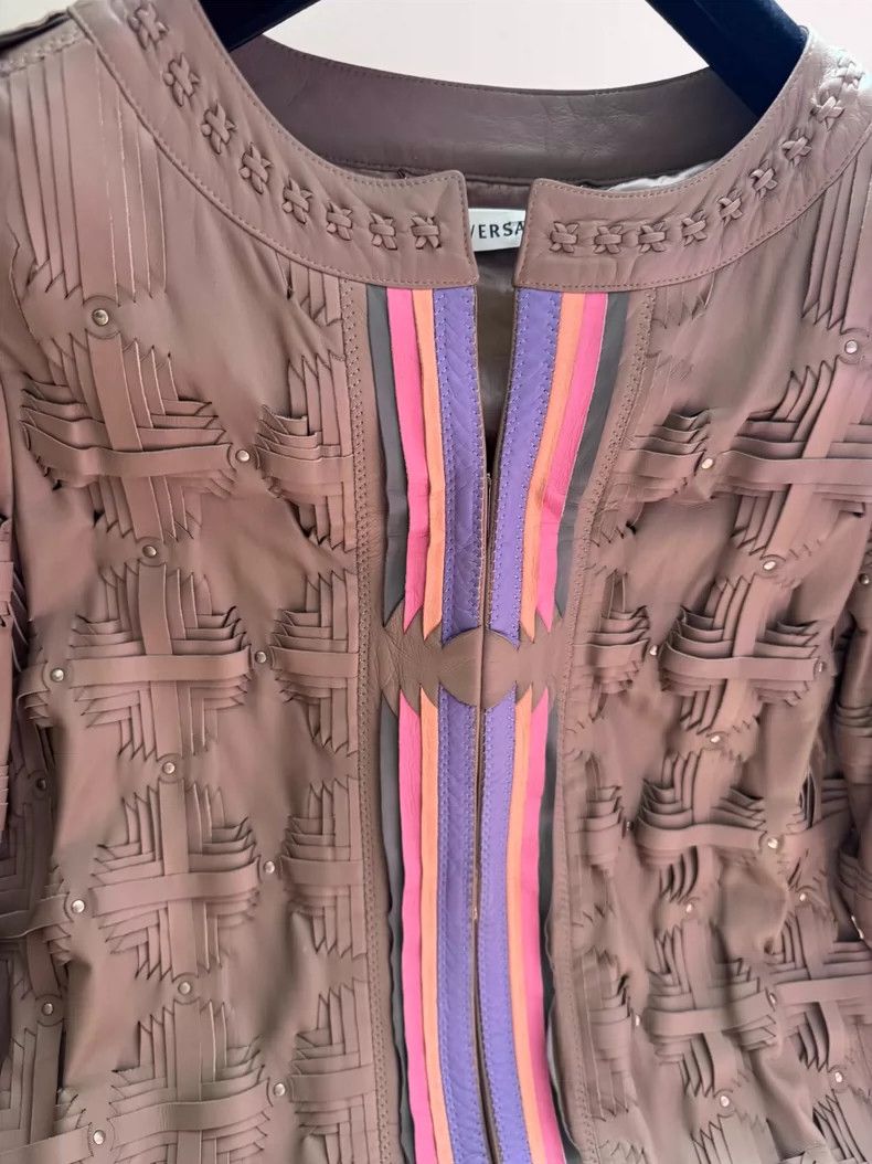 Versace Versace A heavily knitted long leather jacket Size S / US 4 / IT 40 - 2 Thumbnail