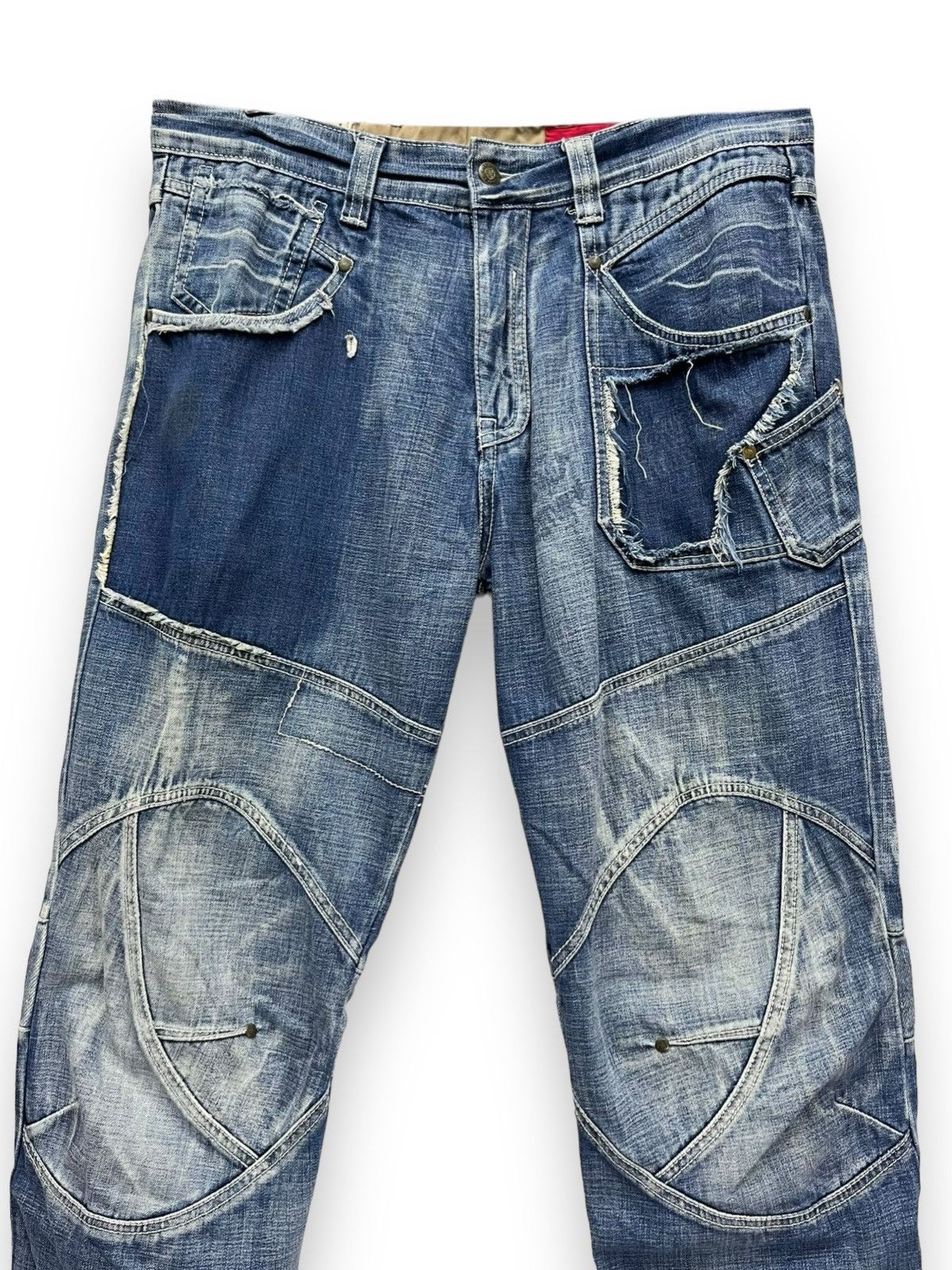 Jean FYE🔥TOUGH JEANSMITH Designer Distressed Bartack Denim Pants Size US 34 / EU 50 - 7 Thumbnail