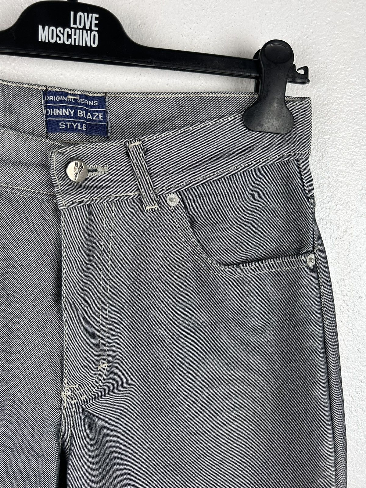 Vintage 90s Vintage Johnny Blaze Crazy Flared Silver Denim Jeans Size US 30 / EU 46 - 4 Thumbnail