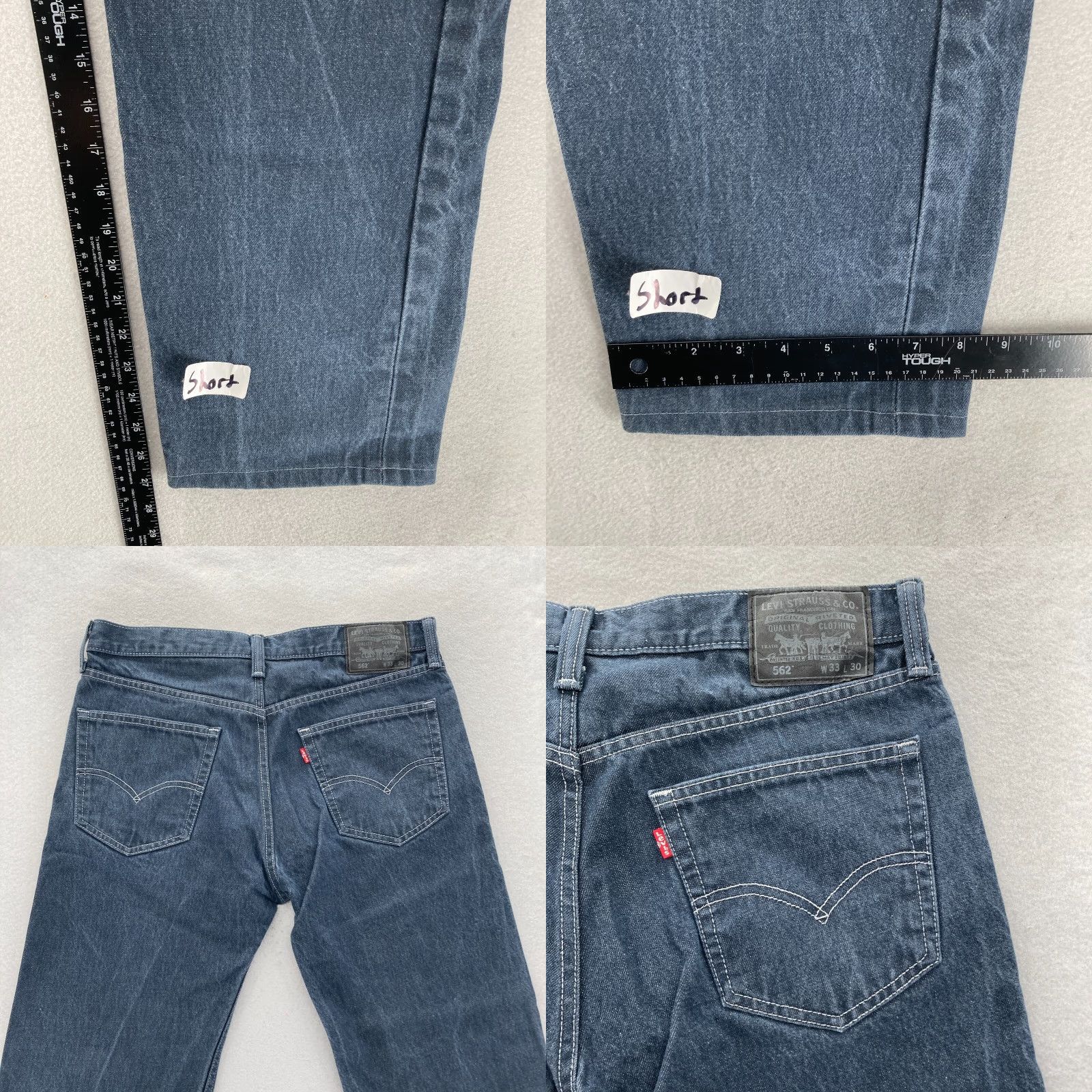 Levi's Levi's 562 Jeans Mens 33x27 Dark Wash Blue Denim Button Fly Straight 90s USA Cowboy Relaxed Fit Size US 33 - 8 Thumbnail