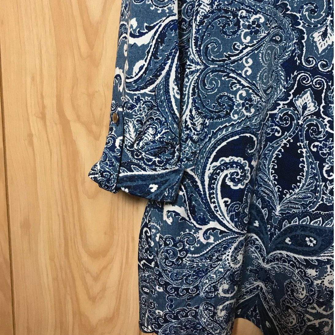 Avenue Avenue Blue Paisley Scoop Neck 3/4 Sleeve Top 18/20 Size XXL / US 16-18 / IT 52-54 - 6 Thumbnail