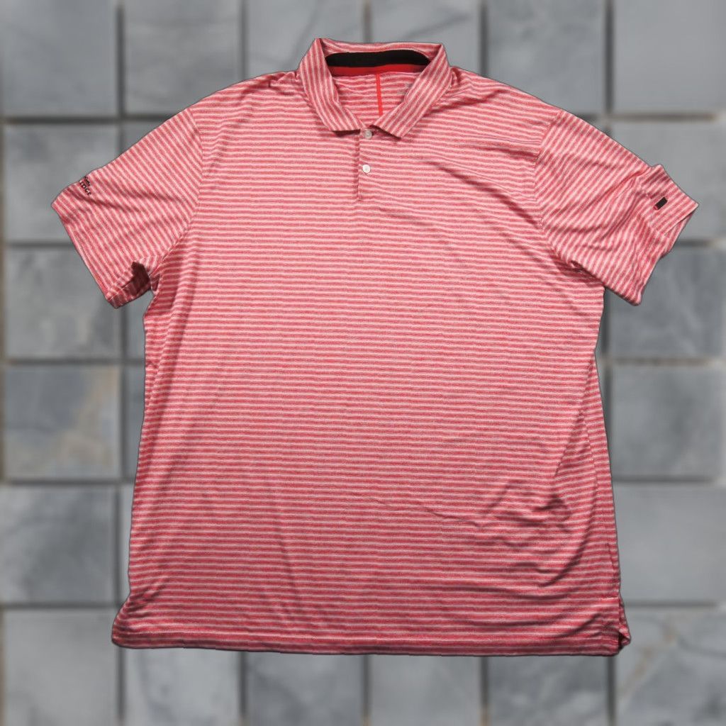 Nike Nike Tiger Woods Dri-Fit Polo Shirt Mens XL Red Striped Golf Boulder Ridge Polyester Spandex Logo Cap Neck Collared Short Sleeve Men’s Golf Shirt Size US XL / EU 56 / 4 - 1 Thumbnail
