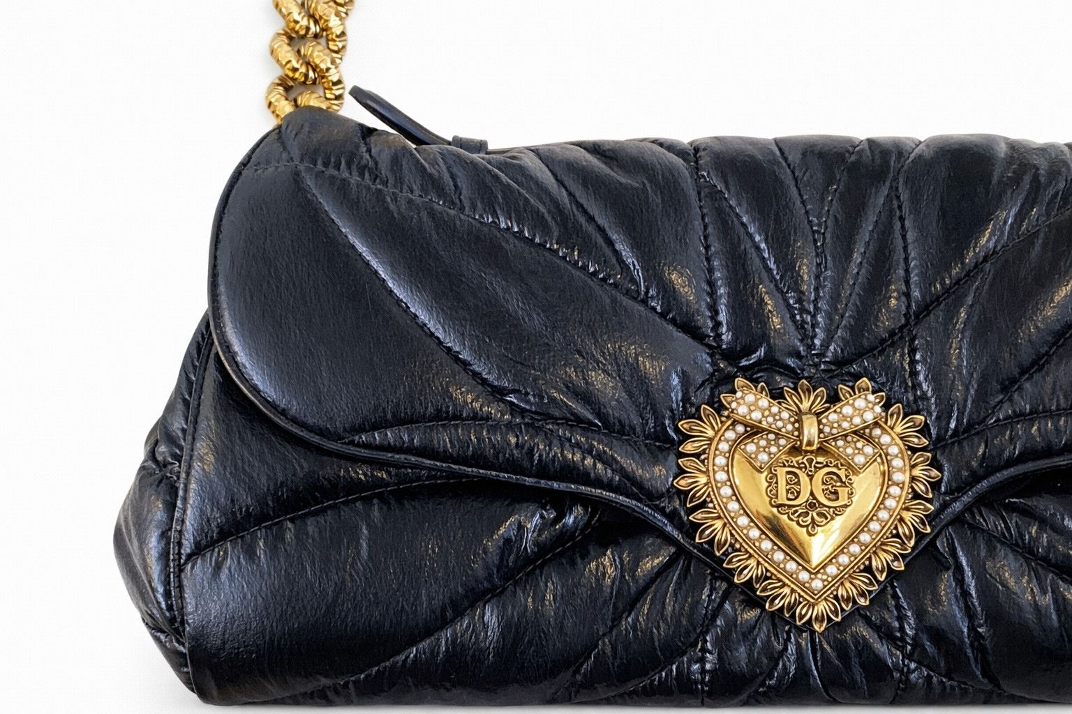 Dolce & Gabbana Dolce & Gabbana Devotion Quilted Shoulder Gold Chain Bag Size ONE SIZE - 5 Thumbnail