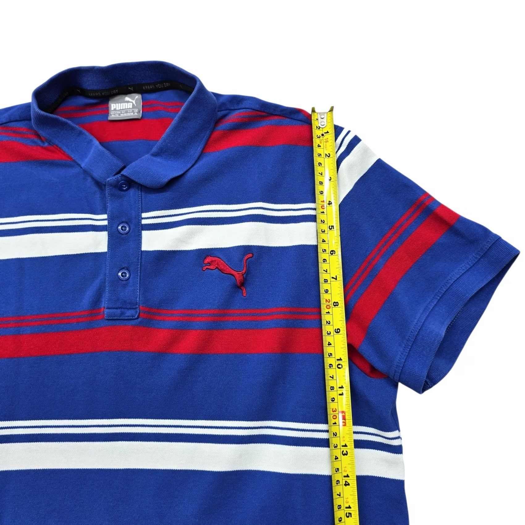 Puma PUMA Polo Shirt XL blue red white striped Men's Polo XL Blue Striped PUMA Golf Casual Shirt Size US XL / EU 56 / 4 - 6 Thumbnail