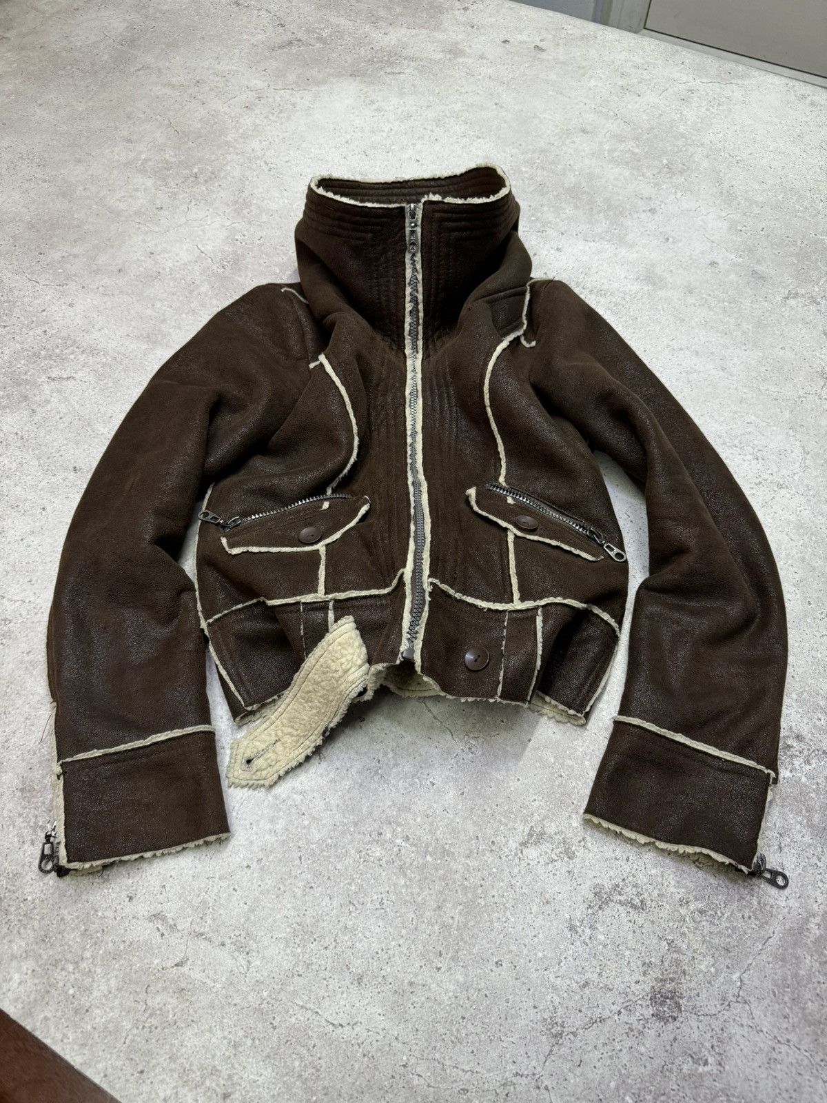 Japanese Brand Vintage Faded Big Neck Rick Owens Style Suede Jacket Size US M / EU 48-50 / 2 - 5 Thumbnail