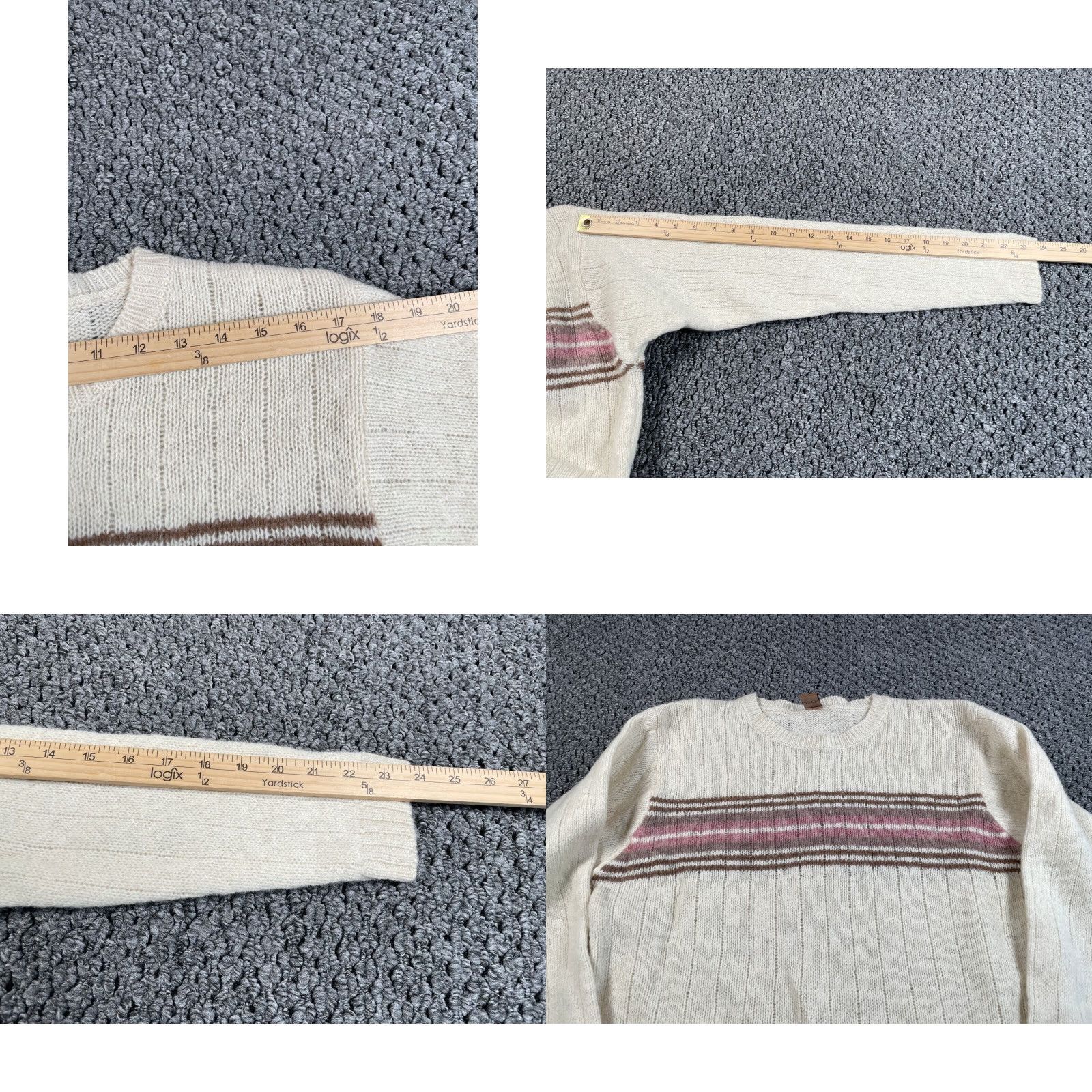 Pinko VINTAGE Fargo Sweater Women Large Ivory Striped Knit Lightweight Wool-Blend Pullover Crew Neck Womens Size L / US 10 / IT 46 - 8 Thumbnail