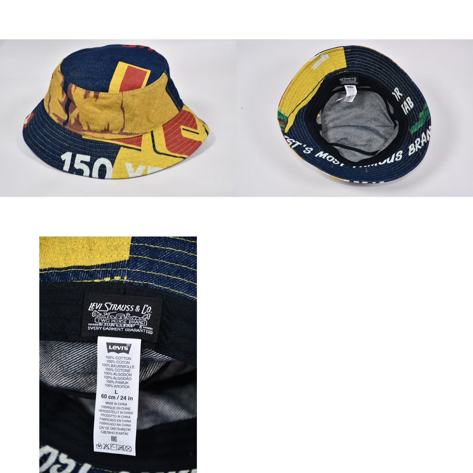 Levi's LEVI'S 501 BANNER PRINT 150th ANNIVERSARY BUCKET HAT Denim SIZE L Blue Cotton Men Size ONE SIZE - 8 Thumbnail