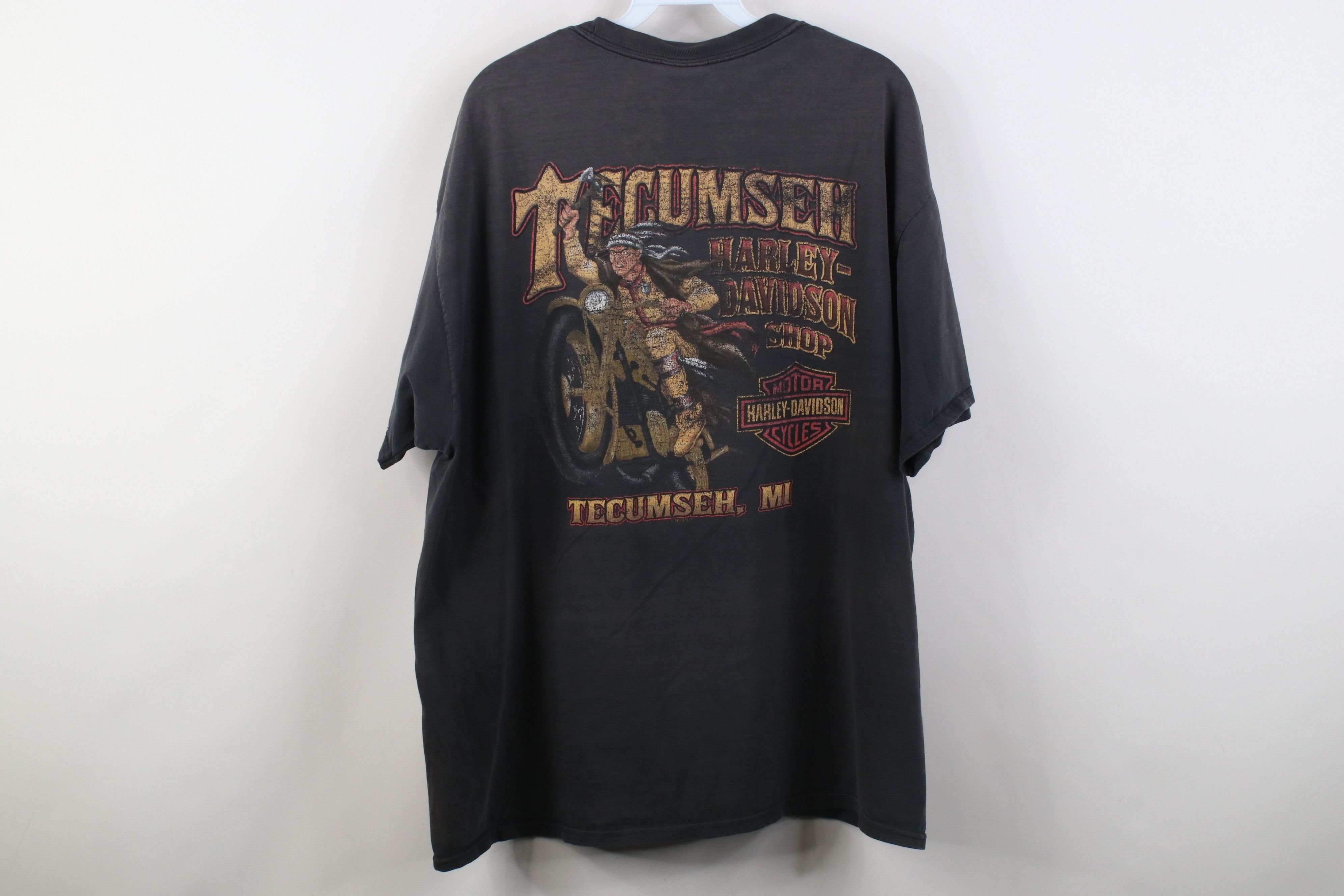 Harley Davidson Vintage Y2K Harley Davidson Spade Fire Flames Pocket T-Shirt Size US XL / EU 56 / 4 - 14 Thumbnail