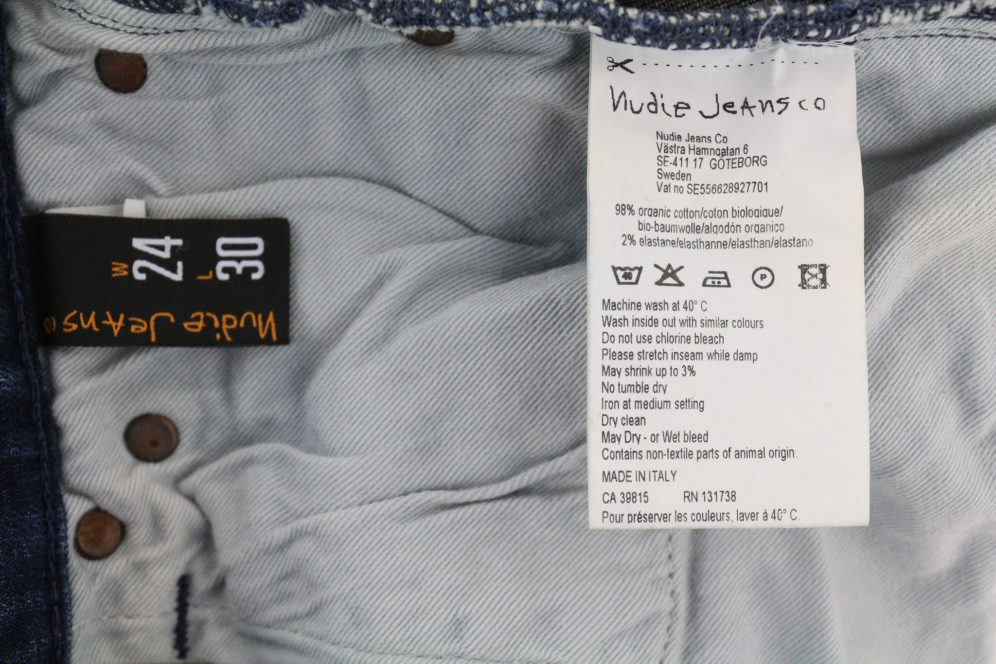 Nudie Jeans HIGH KAI W24/L30 Slim Fit Blue Cotton Stretch 80625 Size 24" / US 00 / IT 34 - 6 Thumbnail