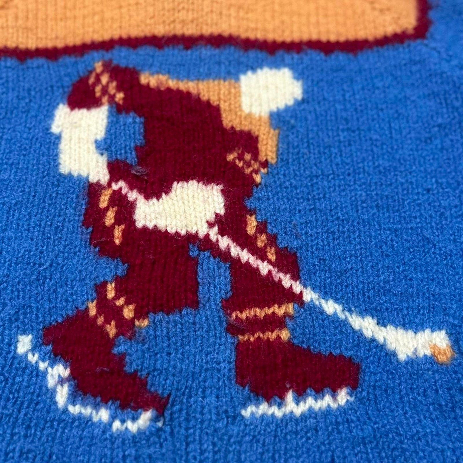 Other Rare 70s Vintage Zip Up Blue and Orange Knit Hockey Sweater Size US M / EU 48-50 / 2 - 3 Thumbnail