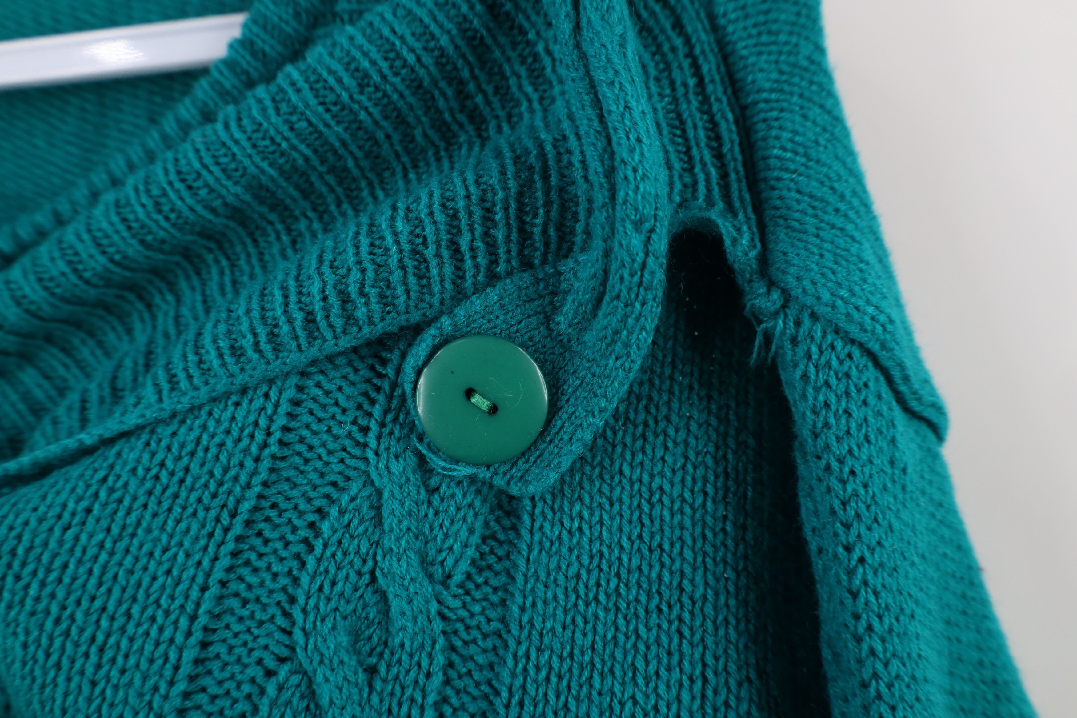 Vintage Vintage 70s Streetwear Bib Cable Knit Crewneck Sweater Teal Size XS / US 0-2 / IT 36-38 - 4 Thumbnail