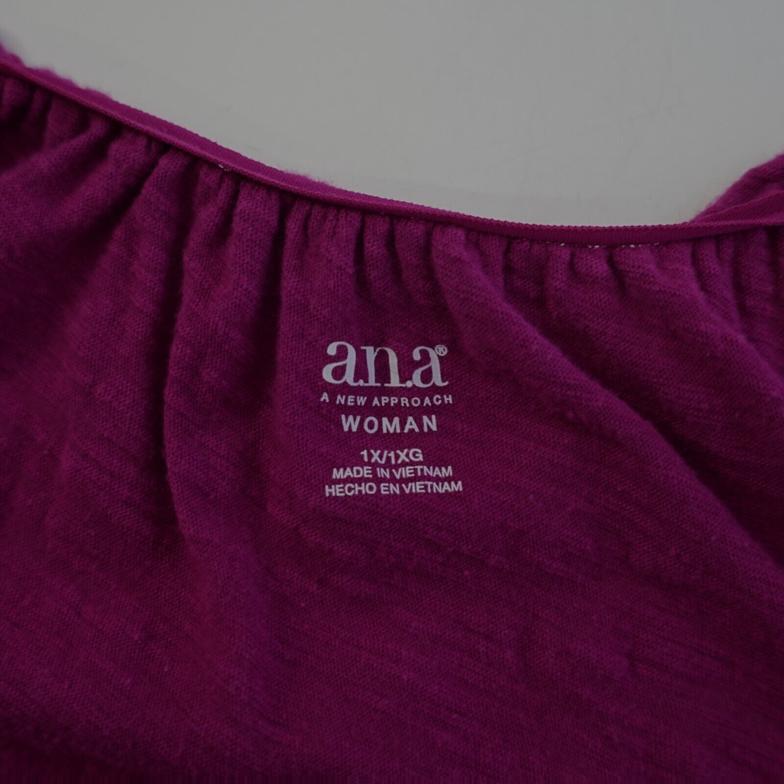 Vintage A.N.A. Purple V-Neck Capped Sleeve XL Blouse / Top Size XL / US 12-14 / IT 48-50 - 3 Thumbnail