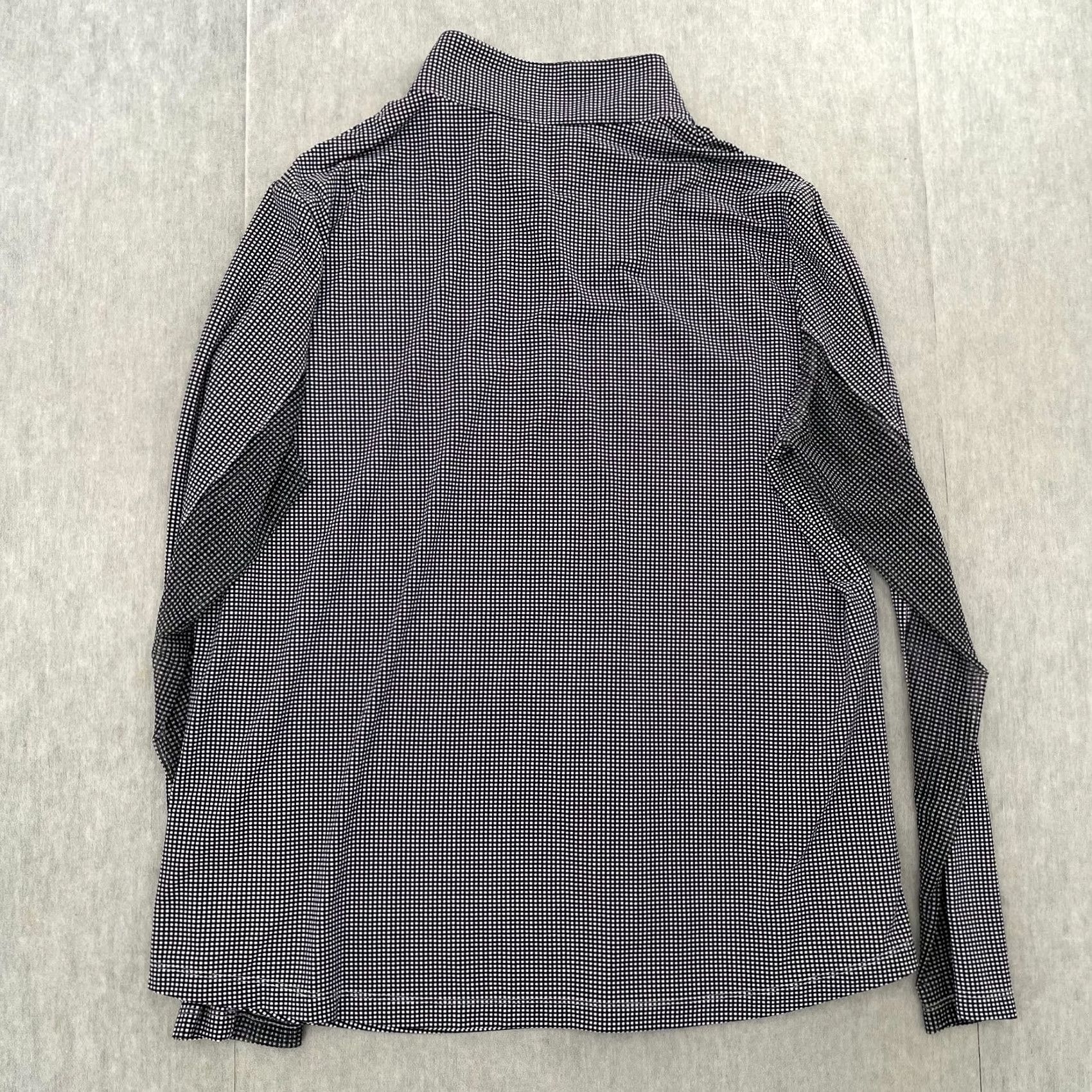 Vintage IBKUL Shirt Womens XL Black White Check 1/4 Zip Mock Golf Stretch Ladies Size XL / US 12-14 / IT 48-50 - 3 Thumbnail