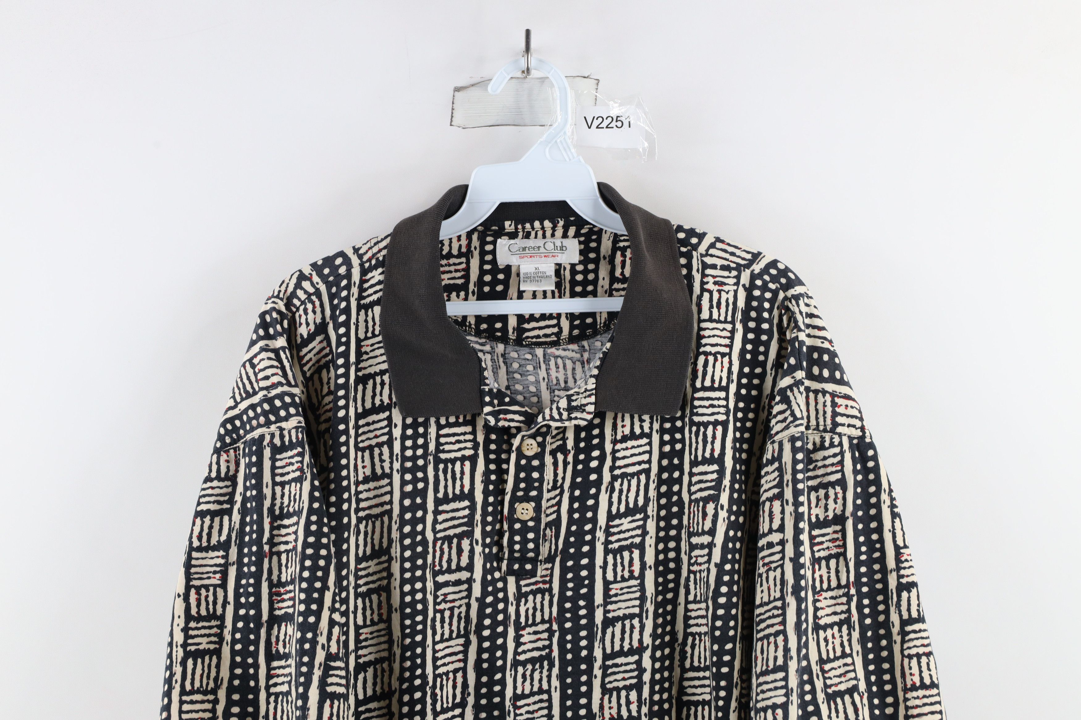 Vintage Vintage 90s Streetwear Abstract Striped Collared Golf Polo Size US XL / EU 56 / 4 - 2 Thumbnail
