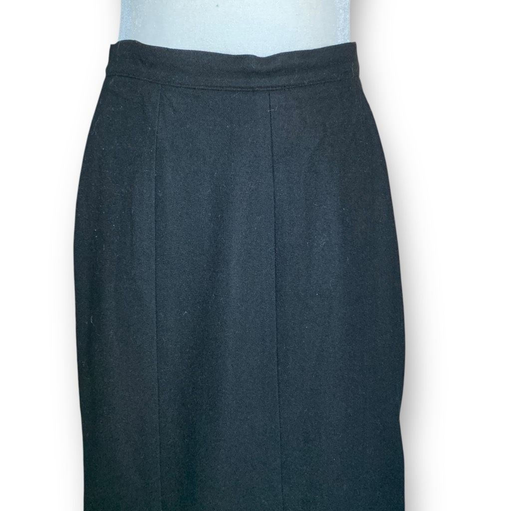 Vintage Vintage SK & Company Black High Waist Wool Blend Midi Skirt Size 34" / US 12 / IT 48 - 5 Thumbnail